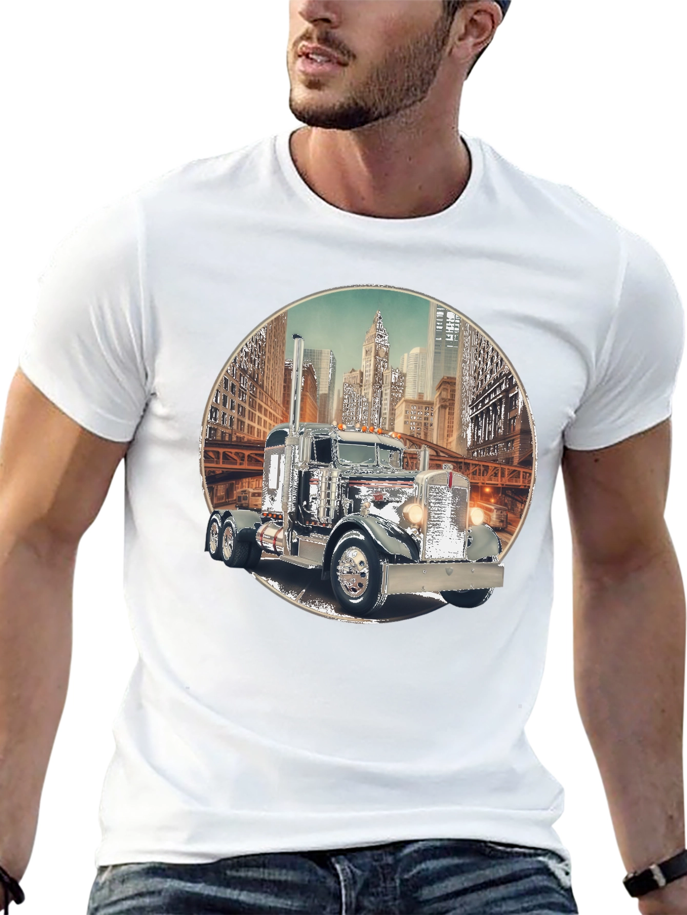 Classic Truck Cityscape Graphic Tee