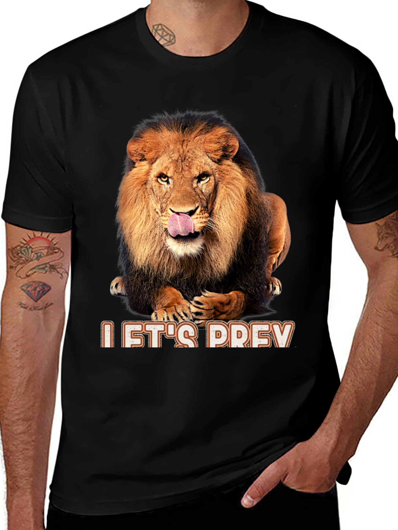 Lion Graphic Black T-Shirt - Lets Prey