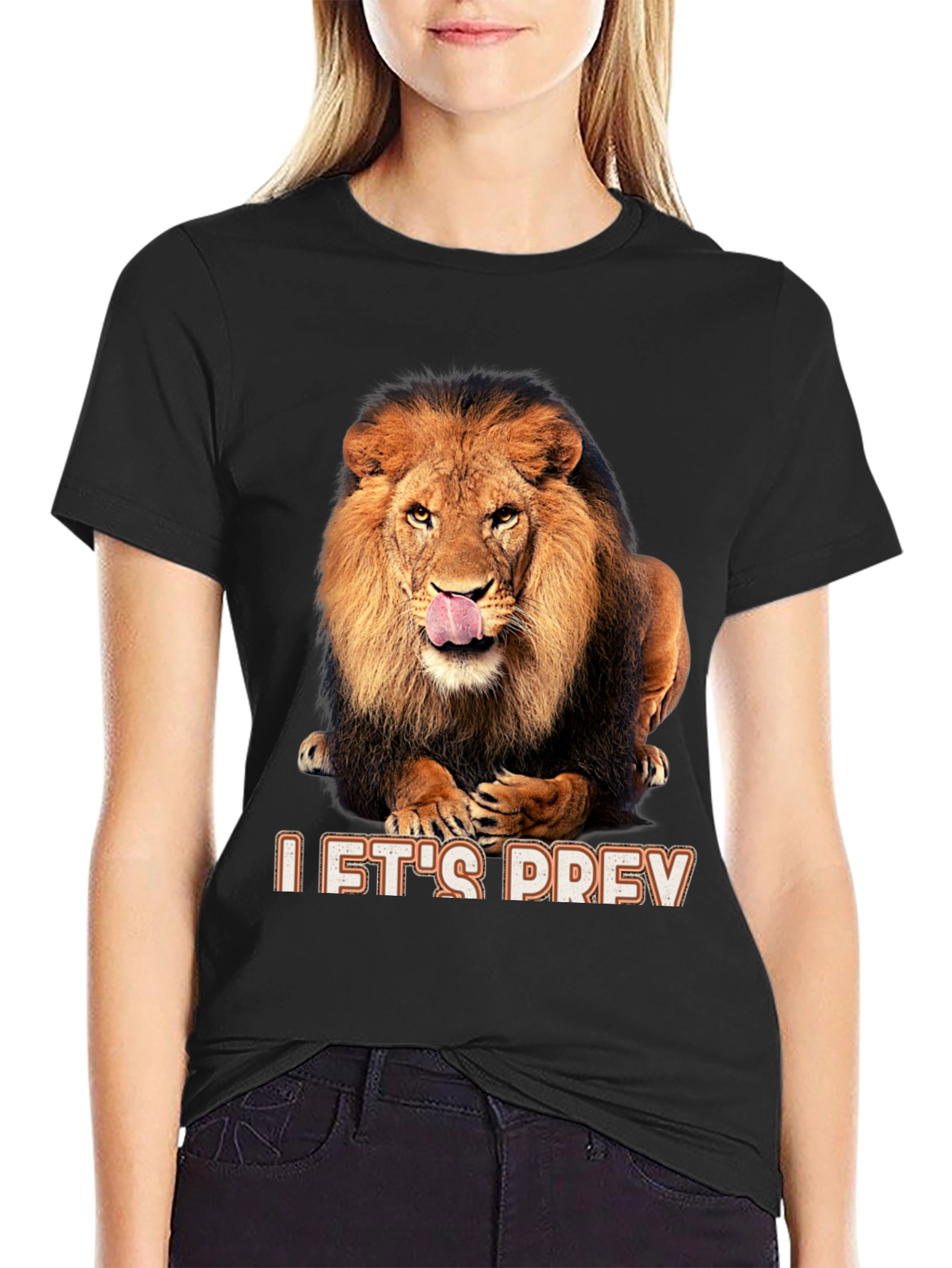 Lion Graphic Black T-Shirt - Lets Prey