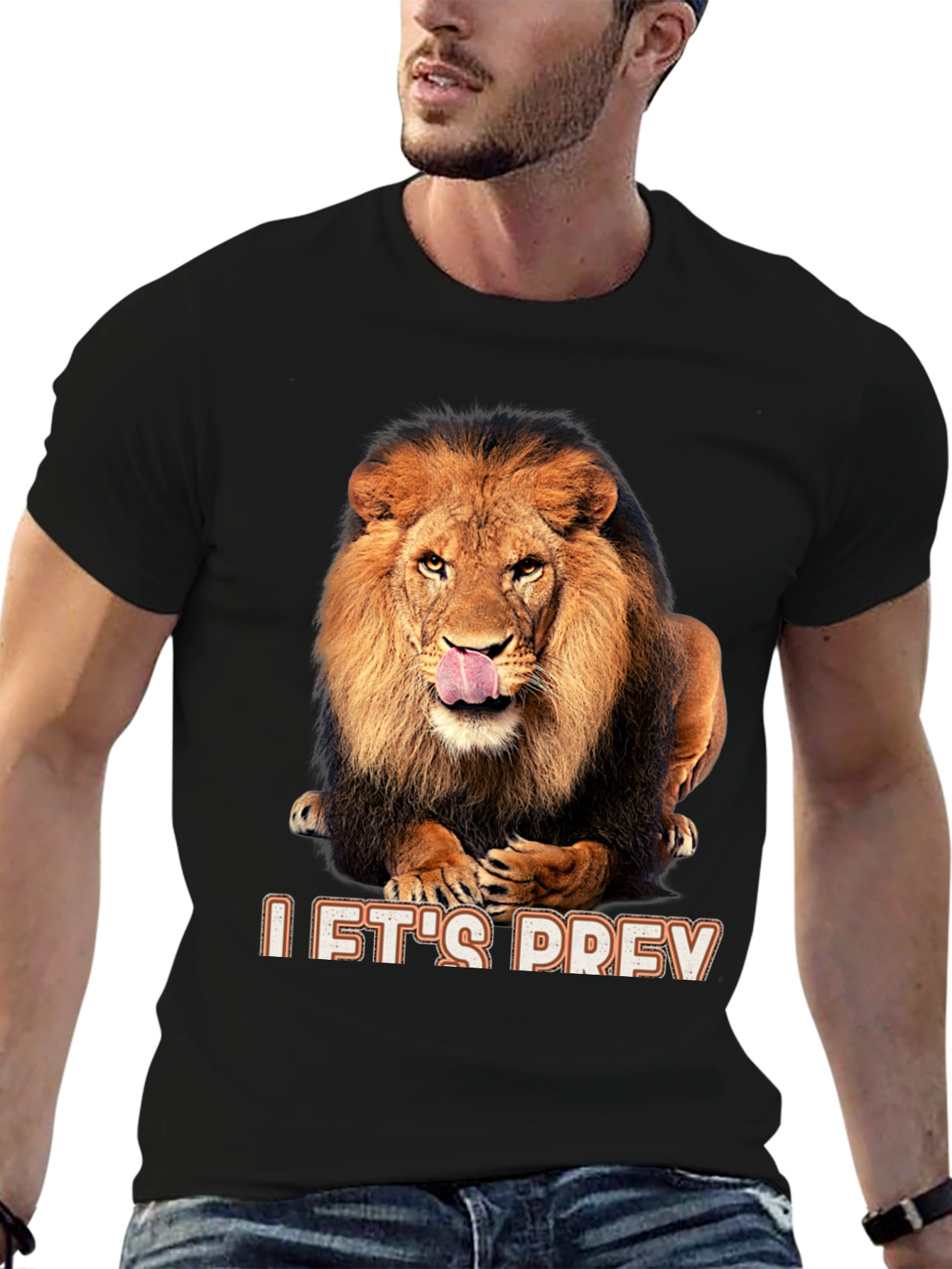 Lion Graphic Black T-Shirt - Lets Prey