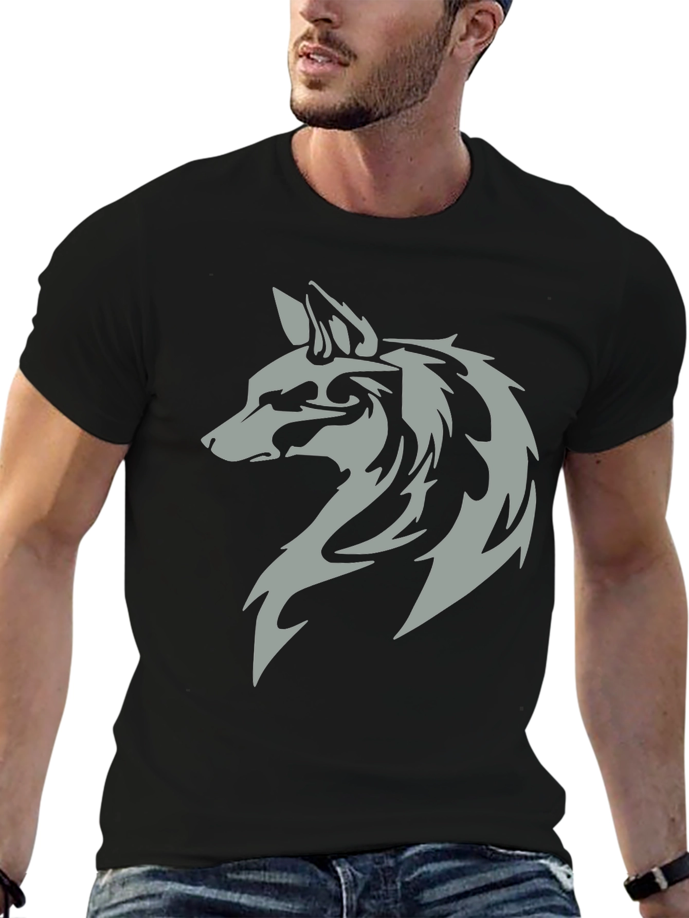 Wolf Head Graphic Black T-Shirt