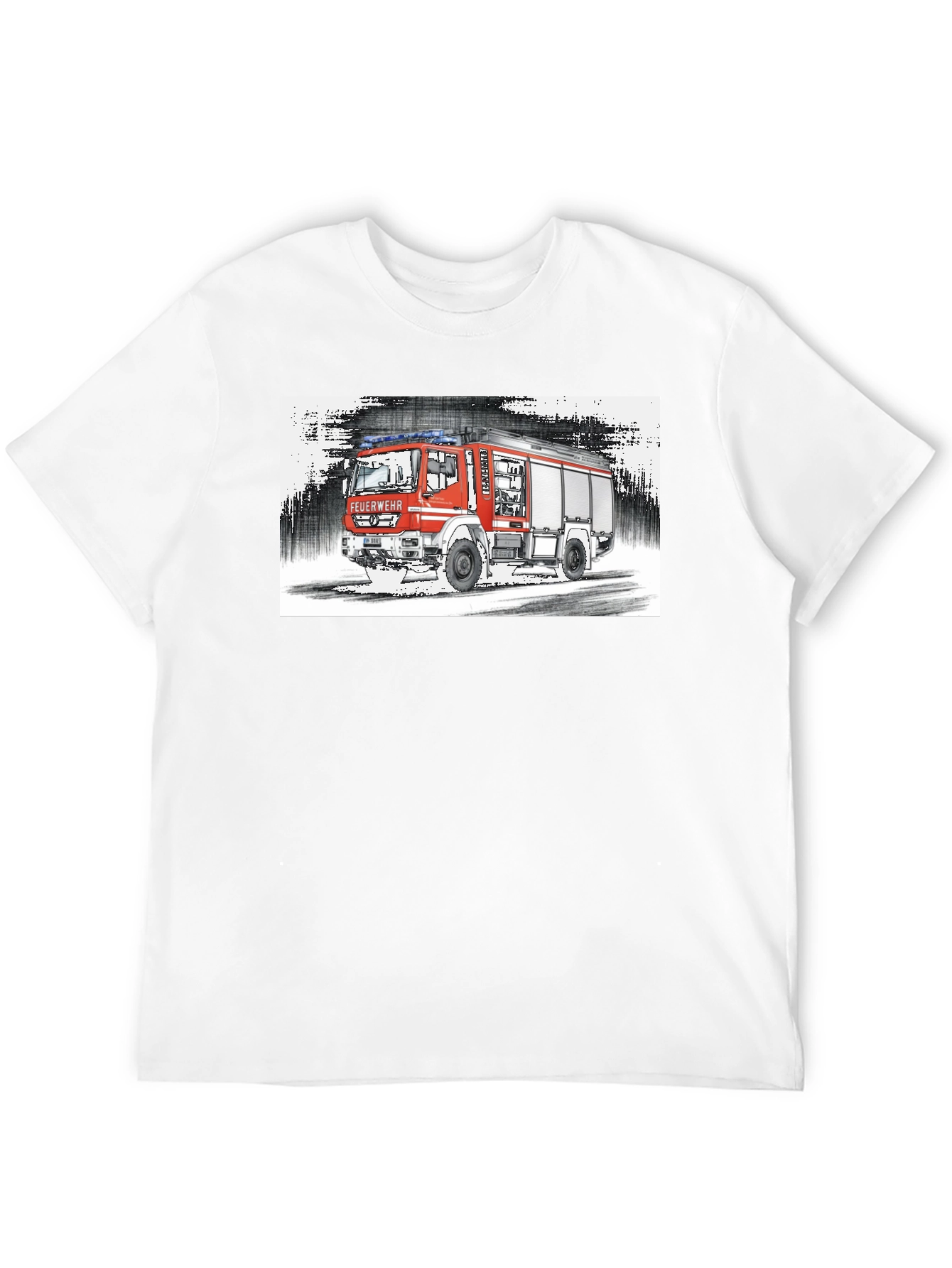 Fire Truck Graphic Tee - Black Cotton T-Shirt