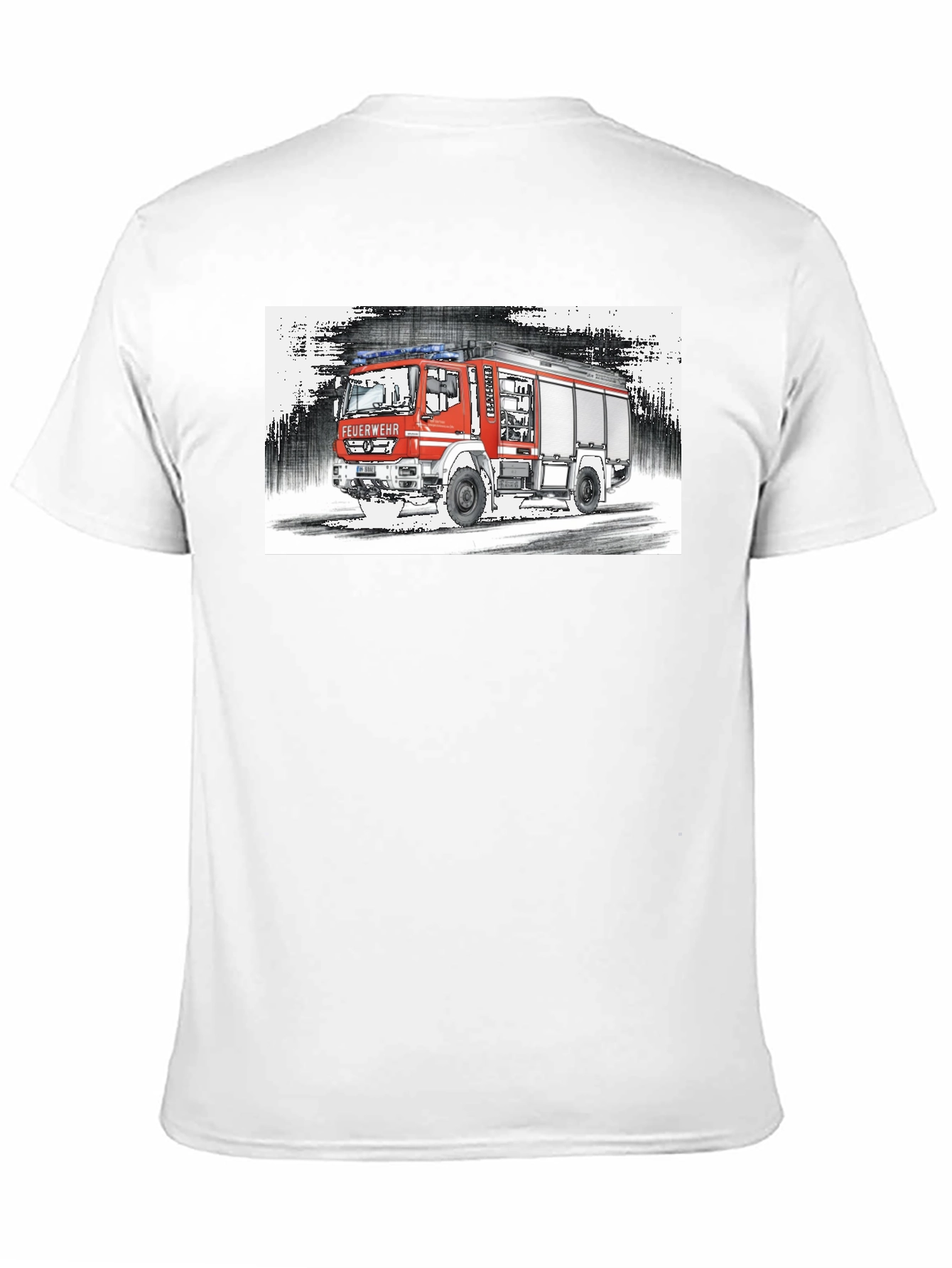 Fire Truck Graphic Tee - Black Cotton T-Shirt