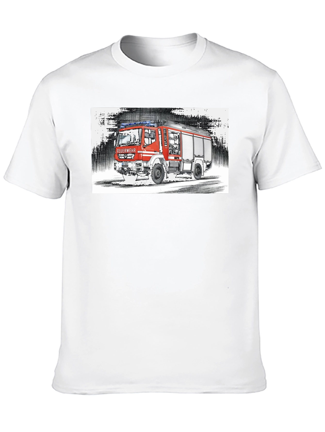 Fire Truck Graphic Tee - Black Cotton T-Shirt