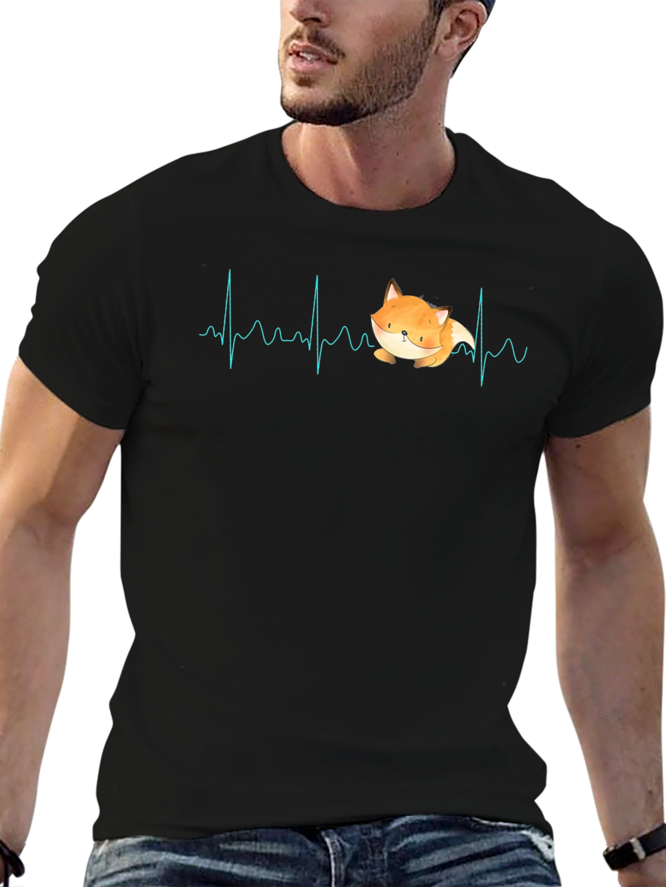 Fox Heartbeat T-Shirt - Cute Animal Graphic Tee