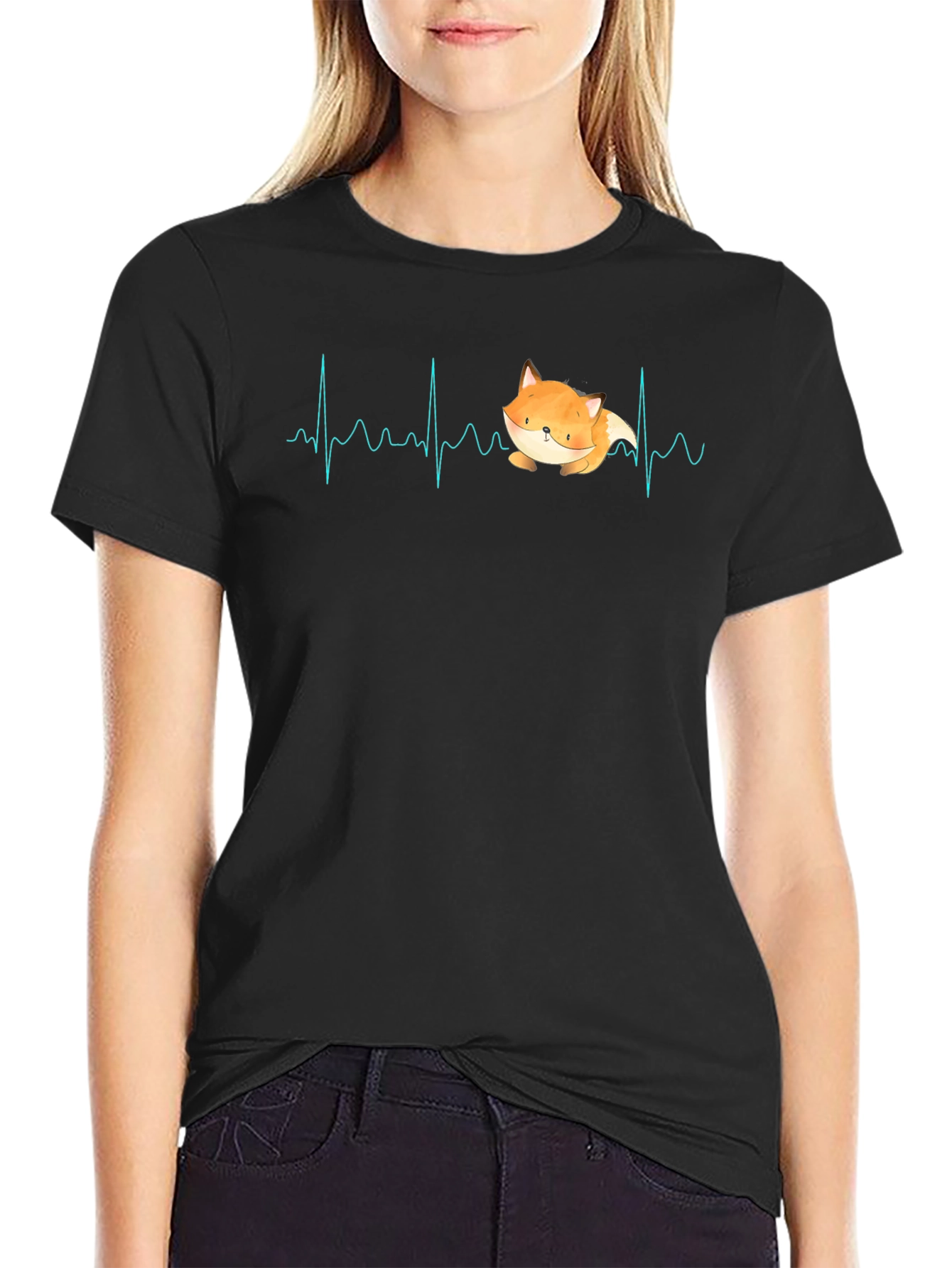 Fox Heartbeat T-Shirt - Cute Animal Graphic Tee