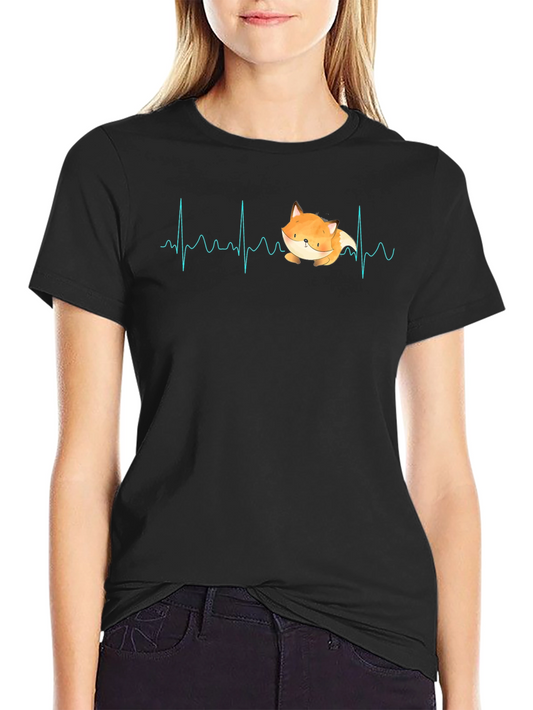 Fox Heartbeat T-Shirt - Cute Animal Graphic Tee