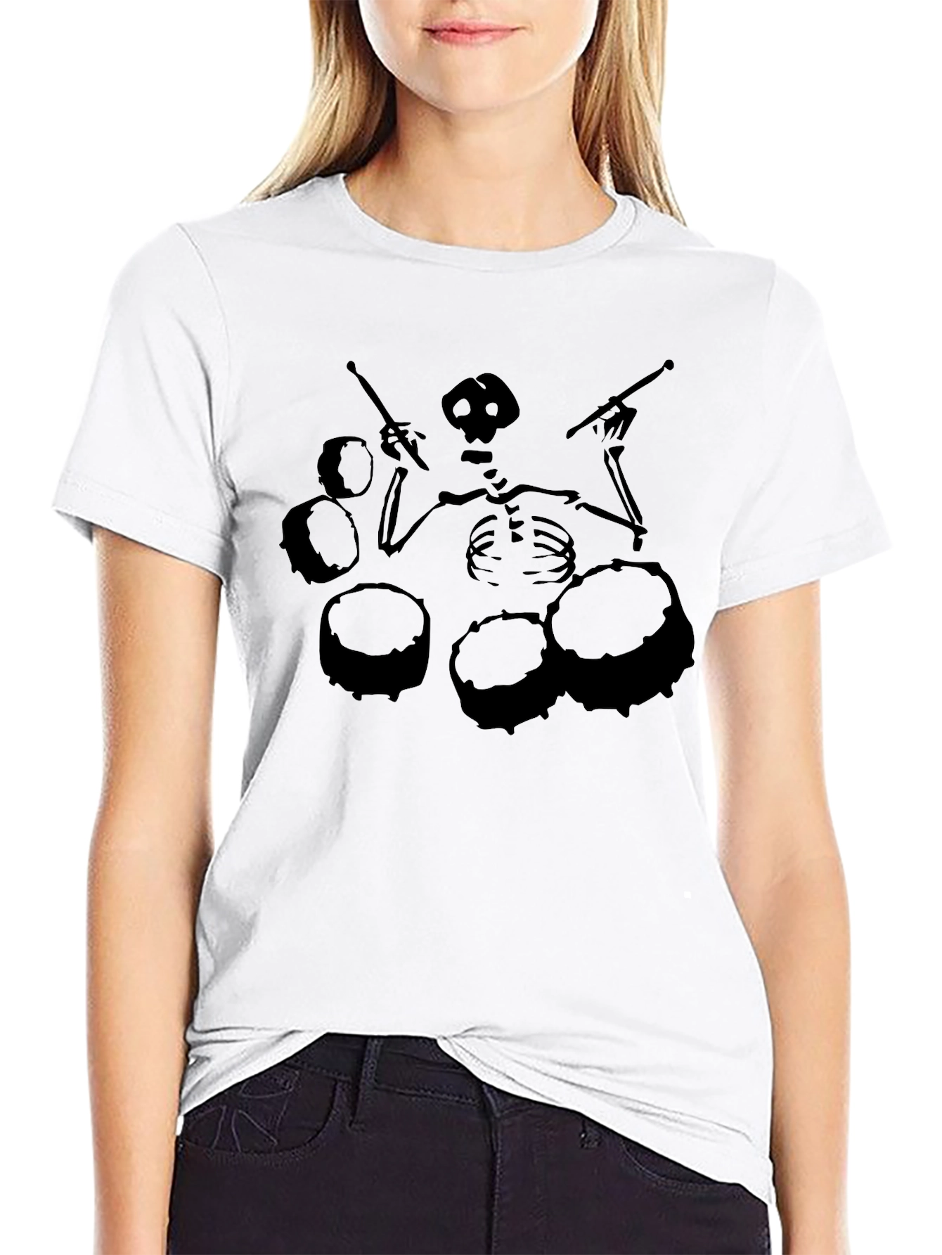 Skeleton Drummer T-Shirt - Black