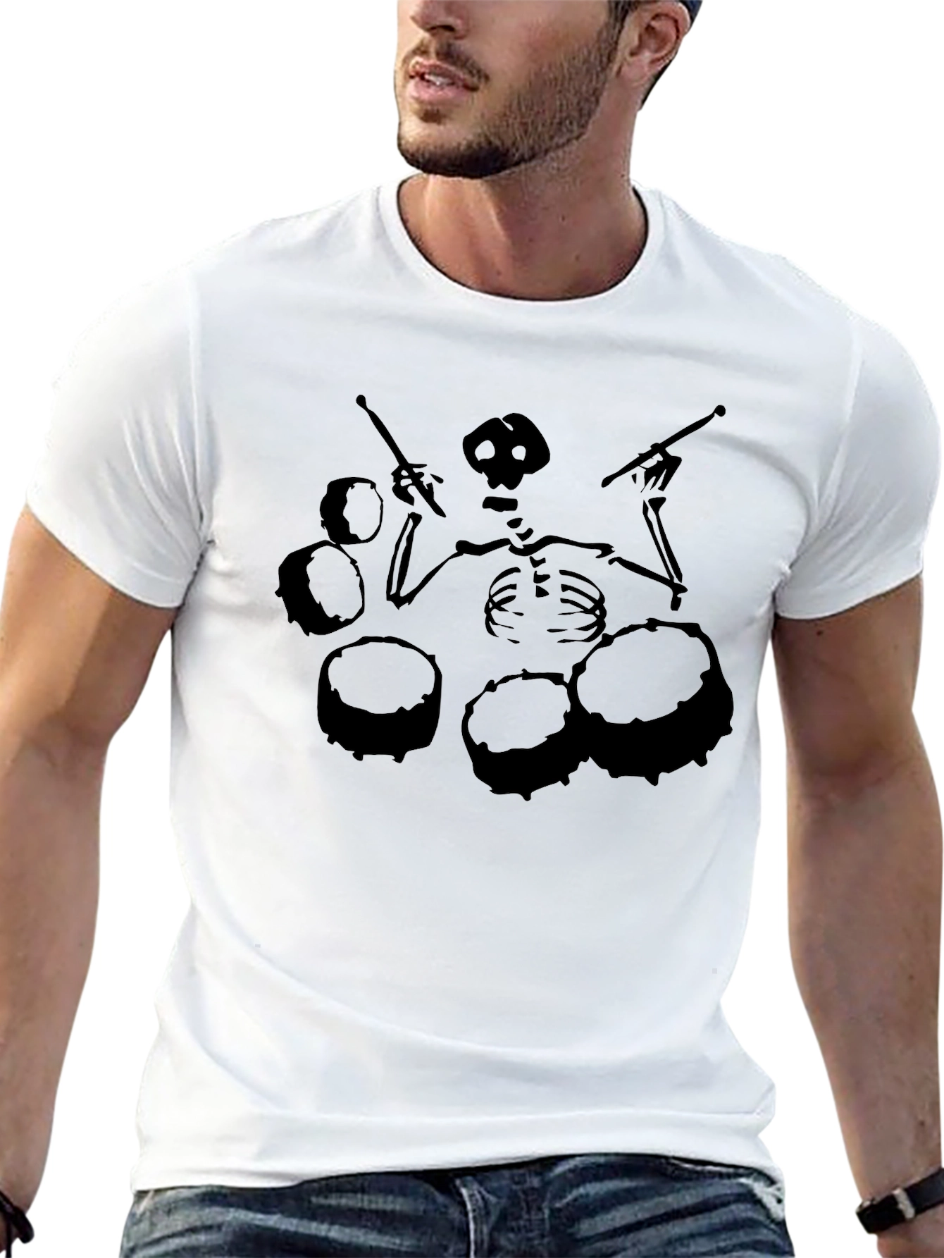 Skeleton Drummer T-Shirt - Black