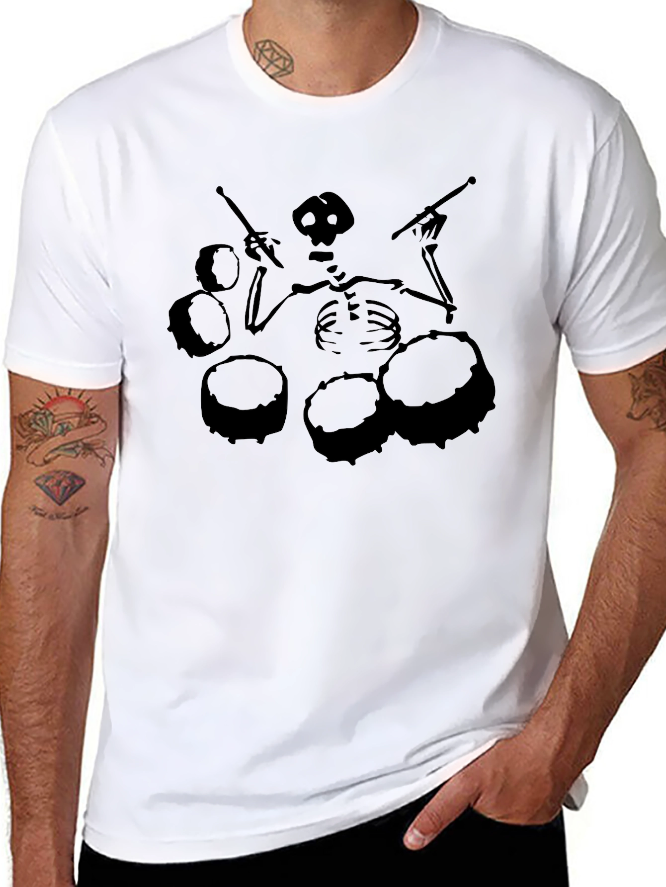 Skeleton Drummer T-Shirt - Black