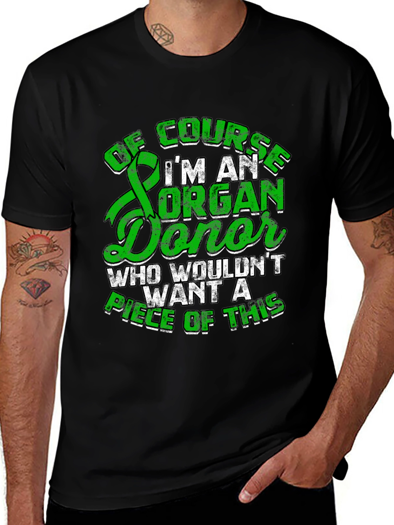 Organ Donor T-Shirt - Green Ribbon Design