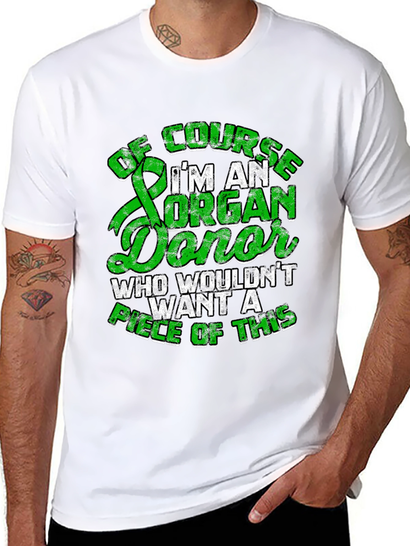 Organ Donor T-Shirt - Green Ribbon Design