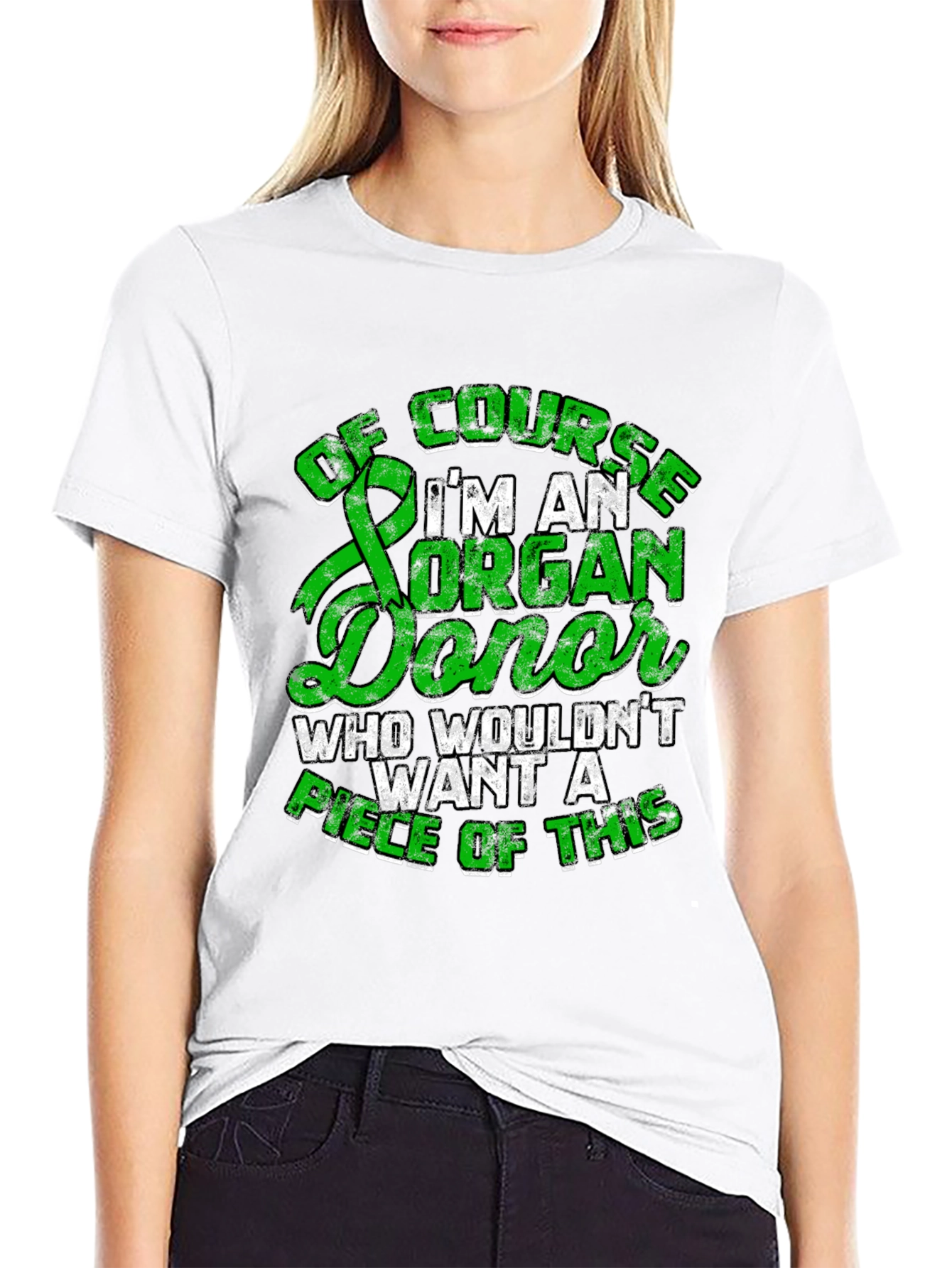 Organ Donor T-Shirt - Green Ribbon Design