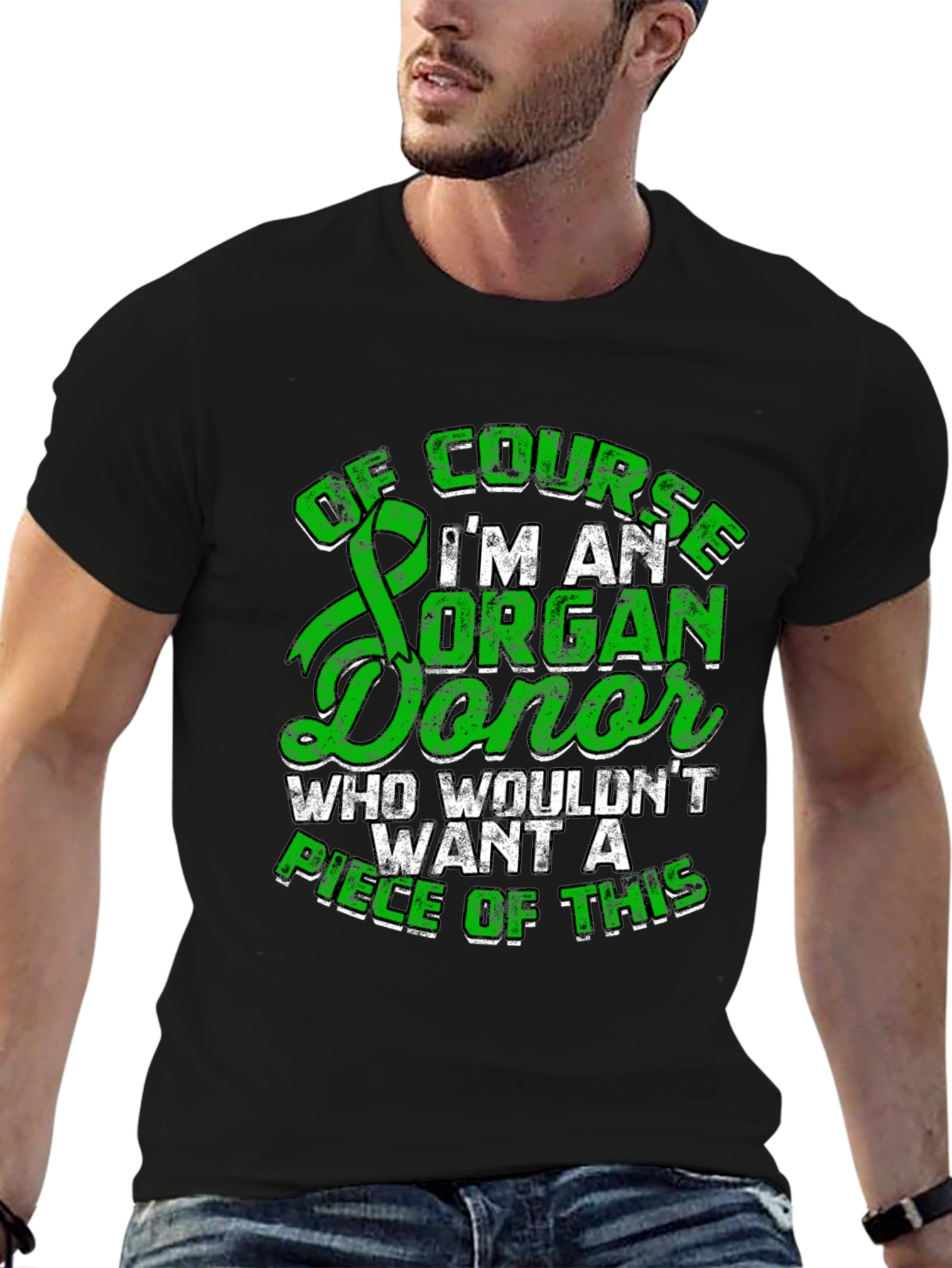 Organ Donor T-Shirt - Green Ribbon Design