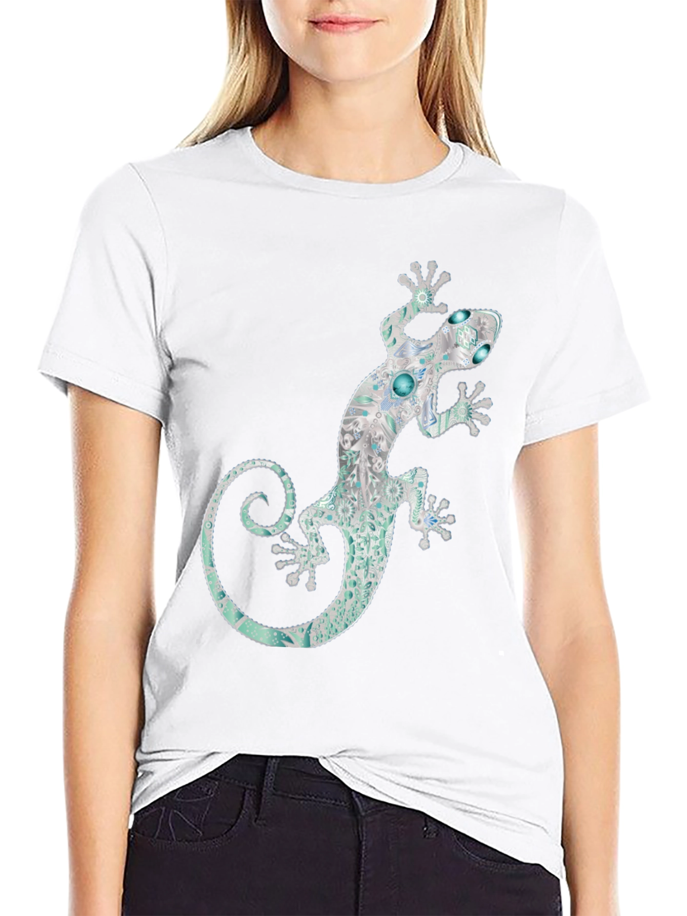 Lizard Graphic Black T-Shirt - Unique Design