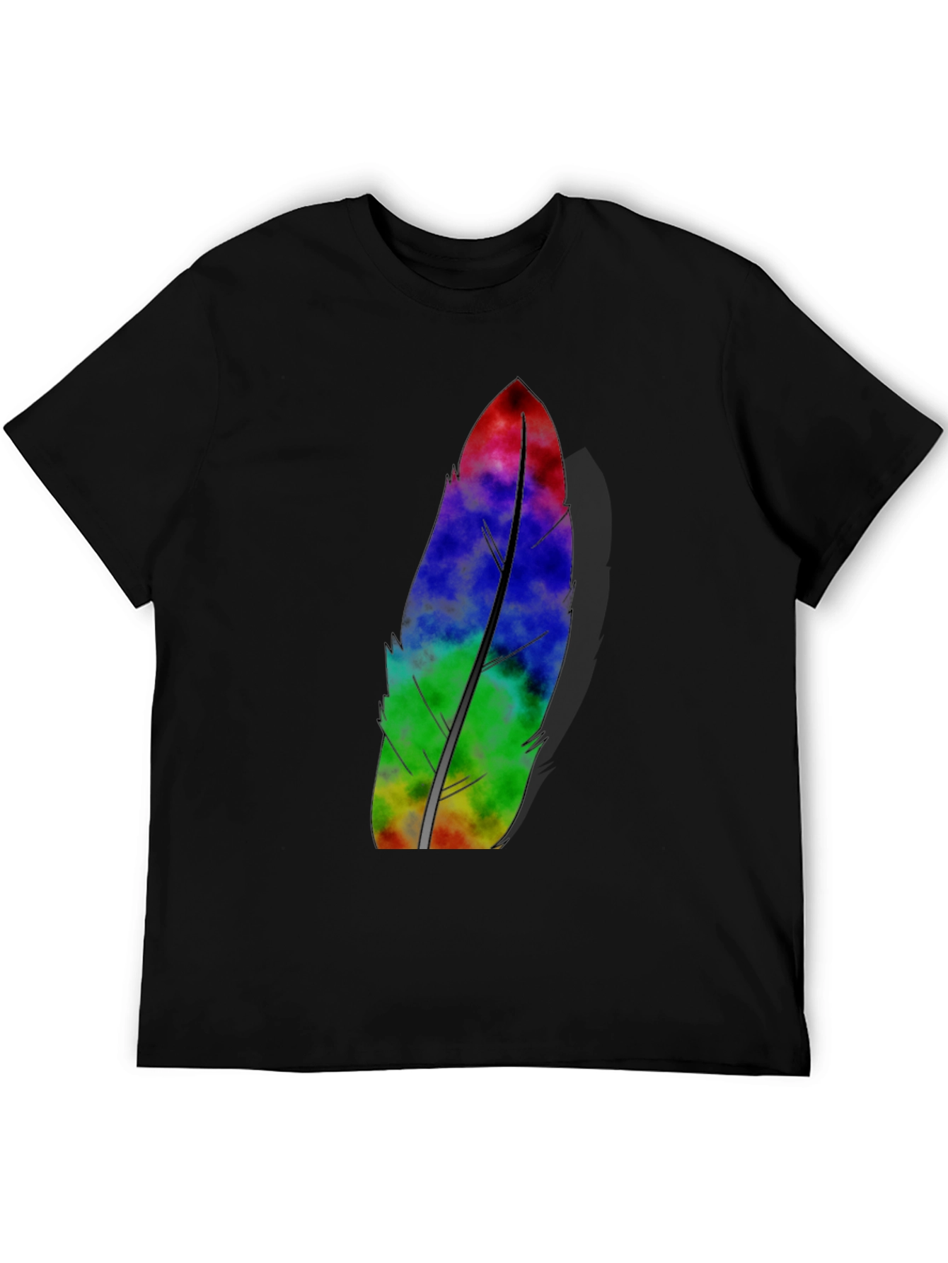 Mens Black Feather Graphic Tee