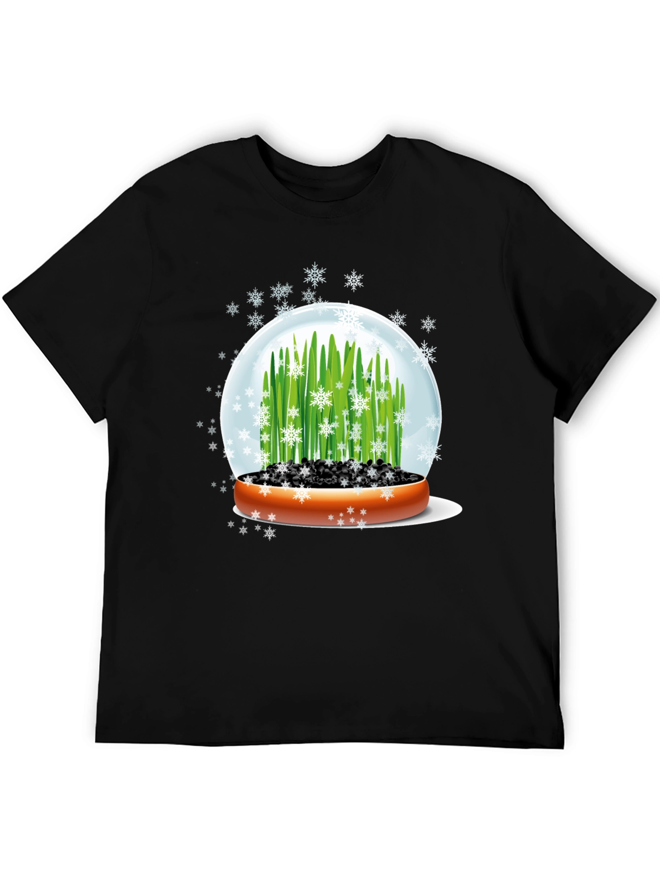 Snow Globe Wheatgrass Black T-Shirt