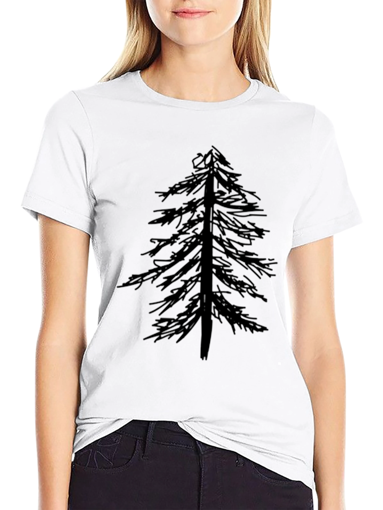 Mens Black T-Shirt with Tree Graphic