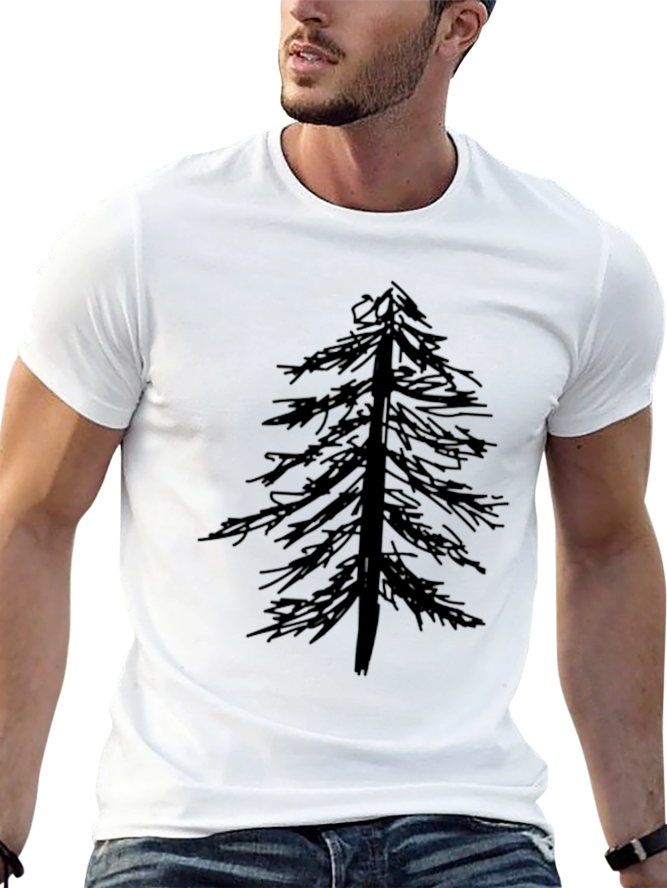 Mens Black T-Shirt with Tree Graphic