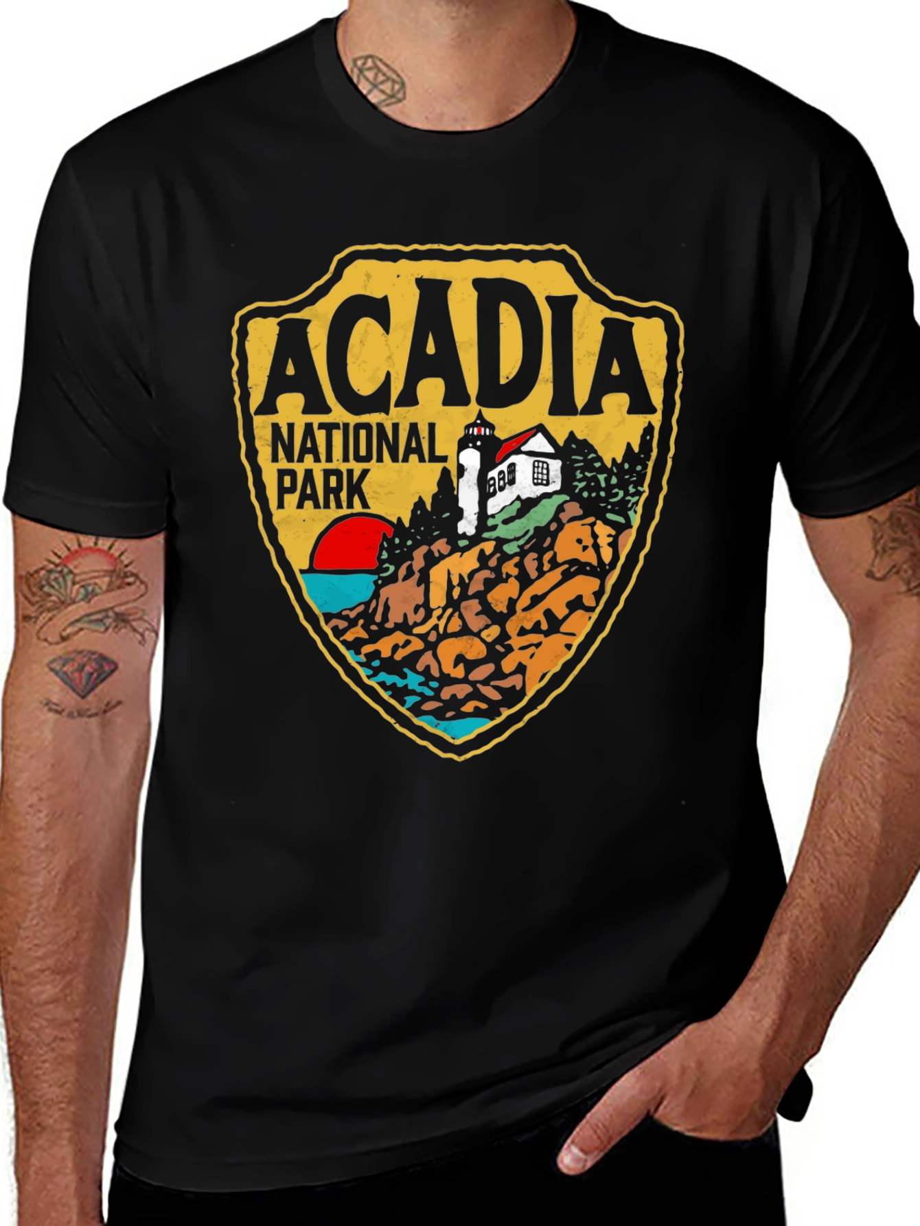 Acadia National Park Graphic Tee - Black Cotton
