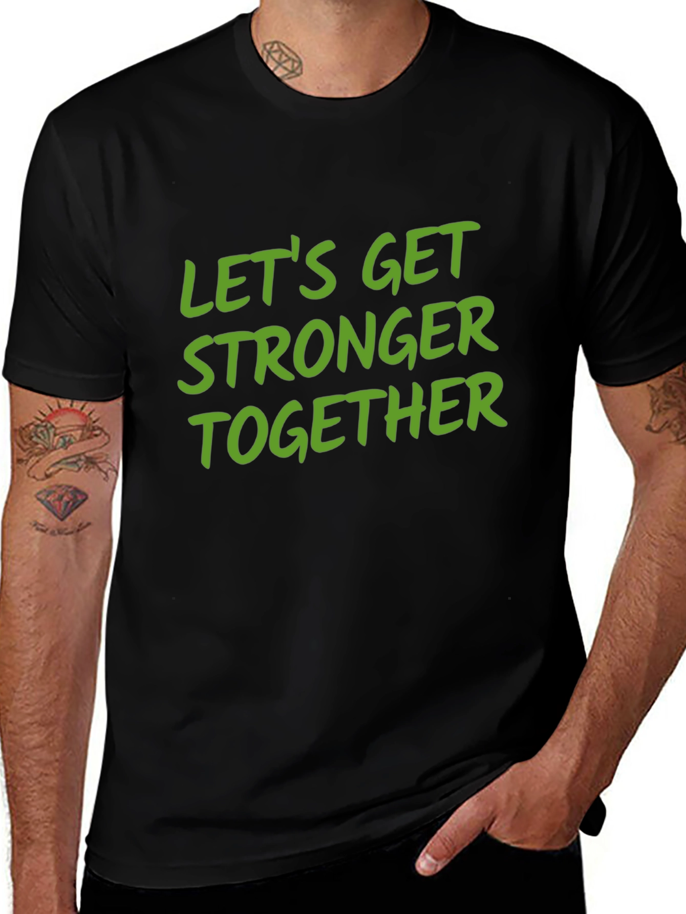 Lets Get Stronger Together Black T-Shirt