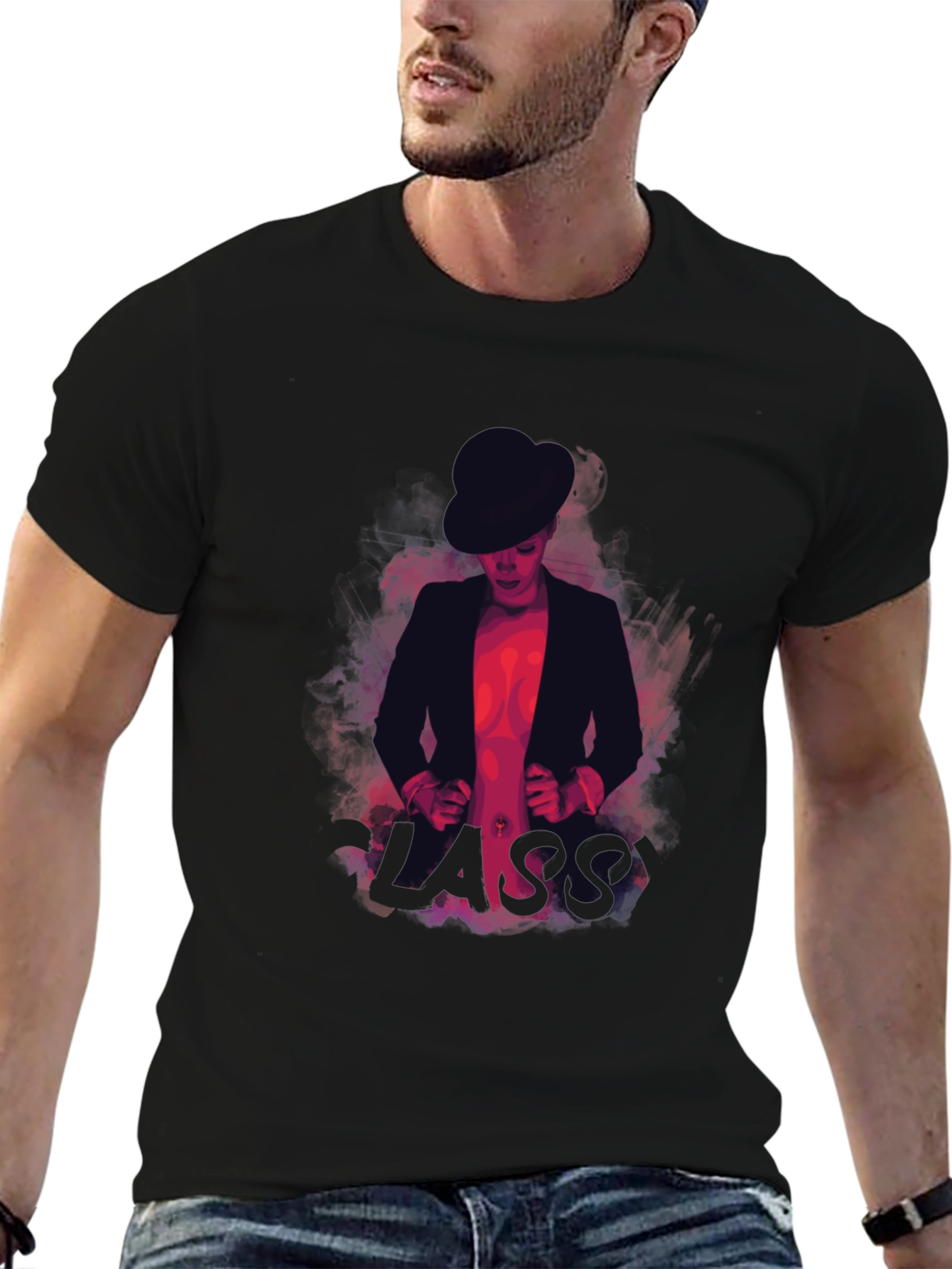 Classy Mans Graphic T-Shirt - Black