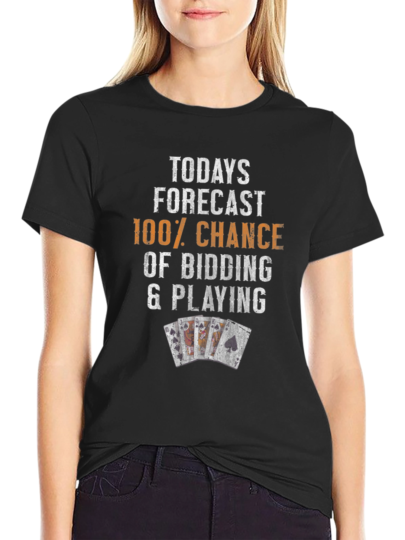 Funny Poker T-Shirt: 100% Chance Bidding & Playing
