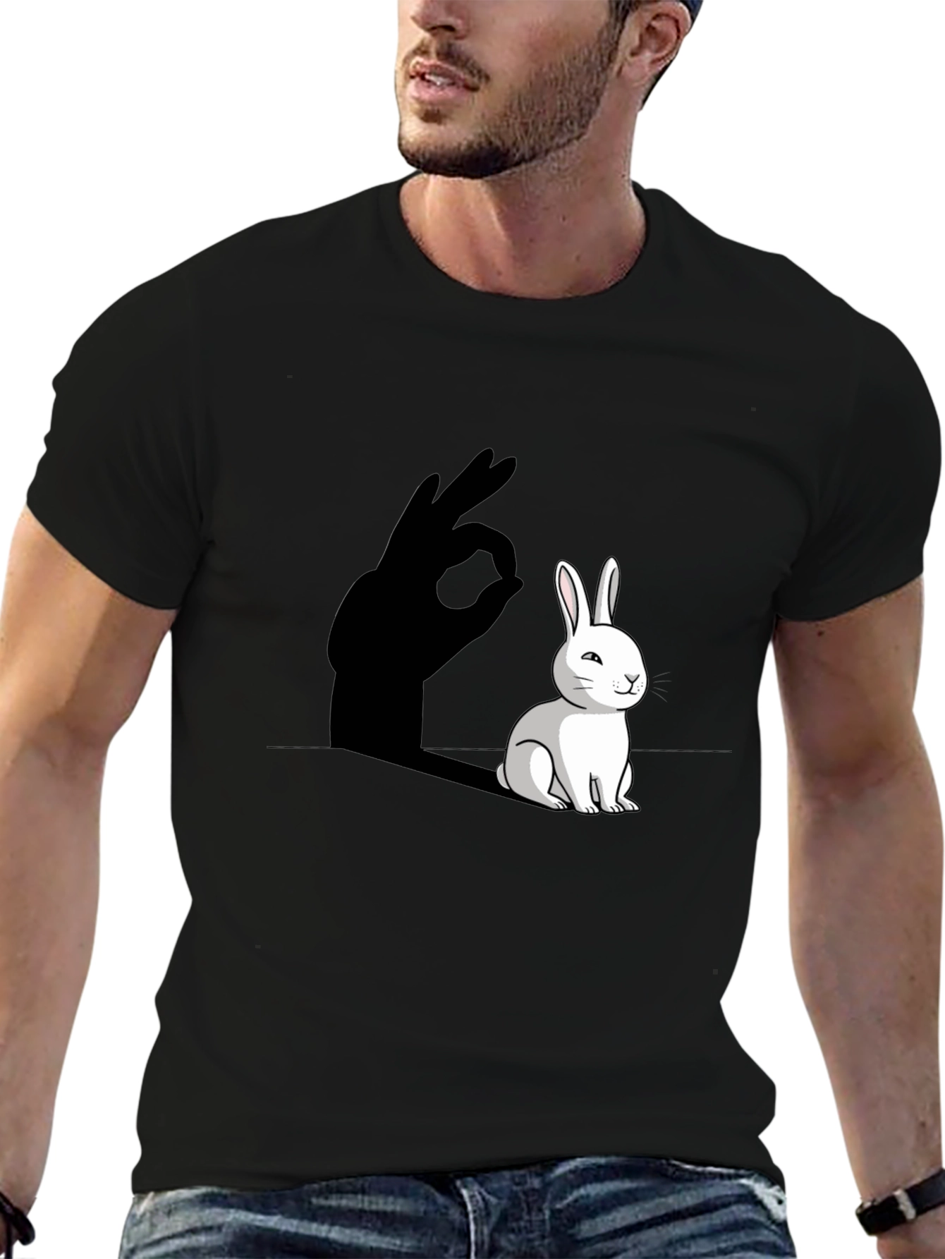 Funny Rabbit Shadow Hand Sign T-Shirt