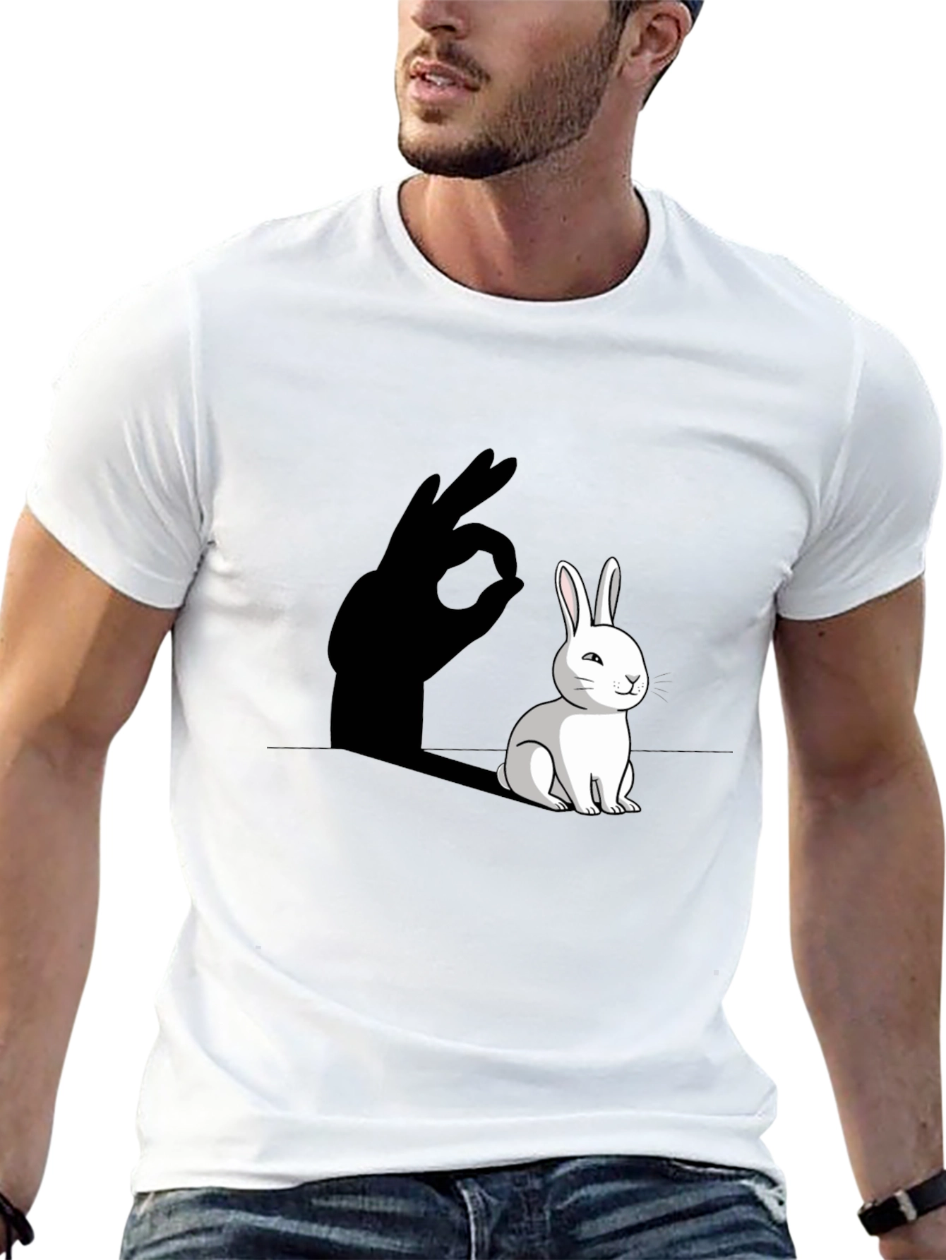 Funny Rabbit Shadow Hand Sign T-Shirt
