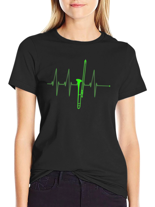 Trombone Heartbeat Black Graphic Tee