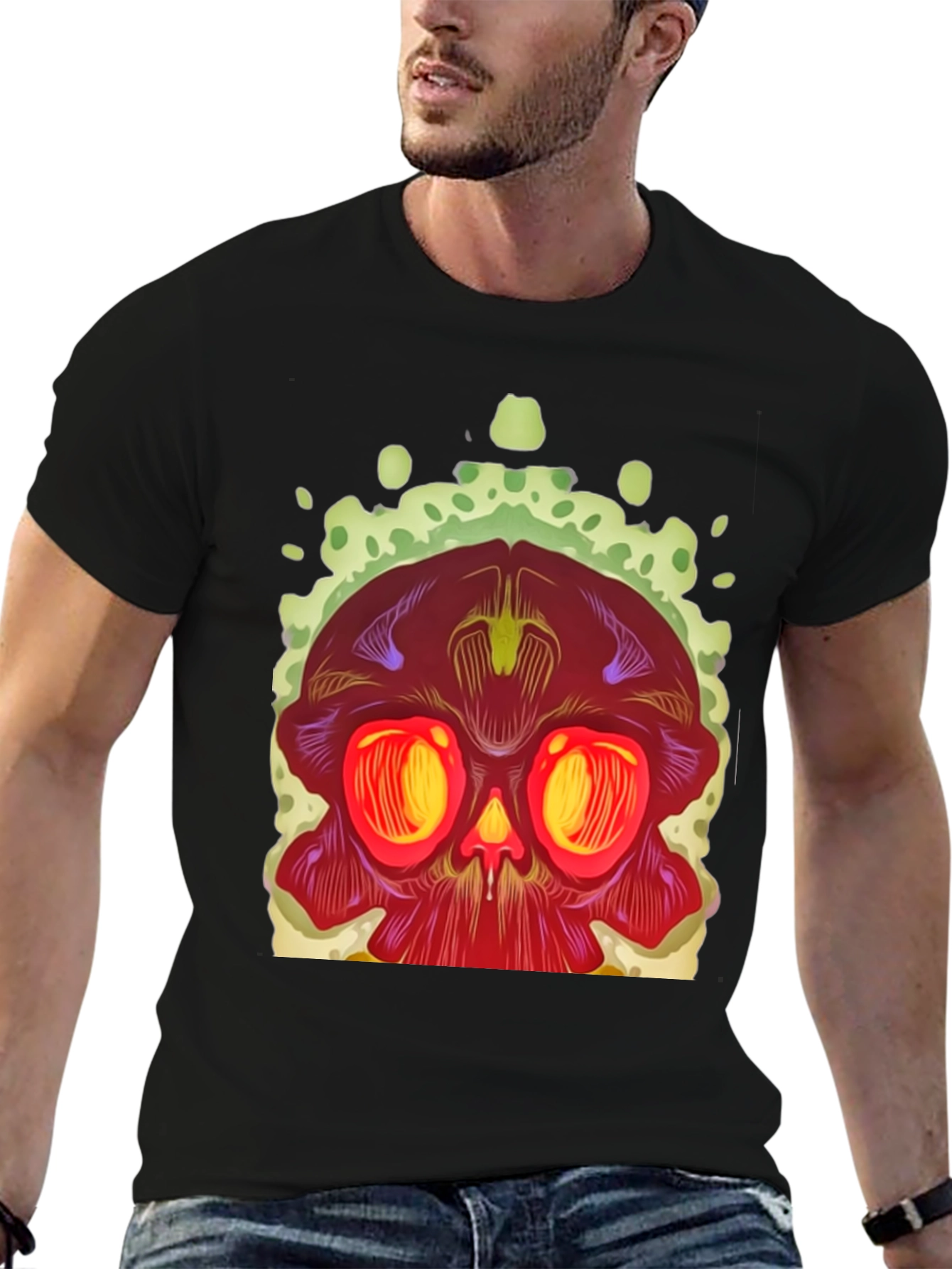 Skull Graphic Print Black T-Shirt