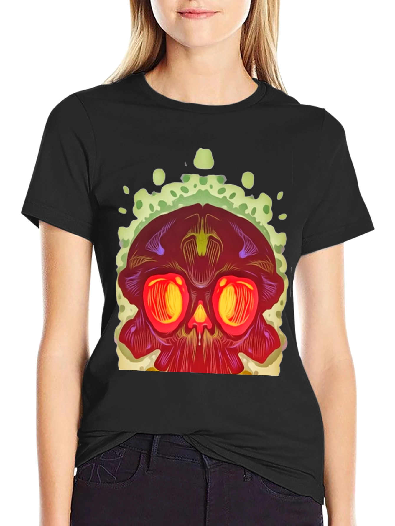Skull Graphic Print Black T-Shirt