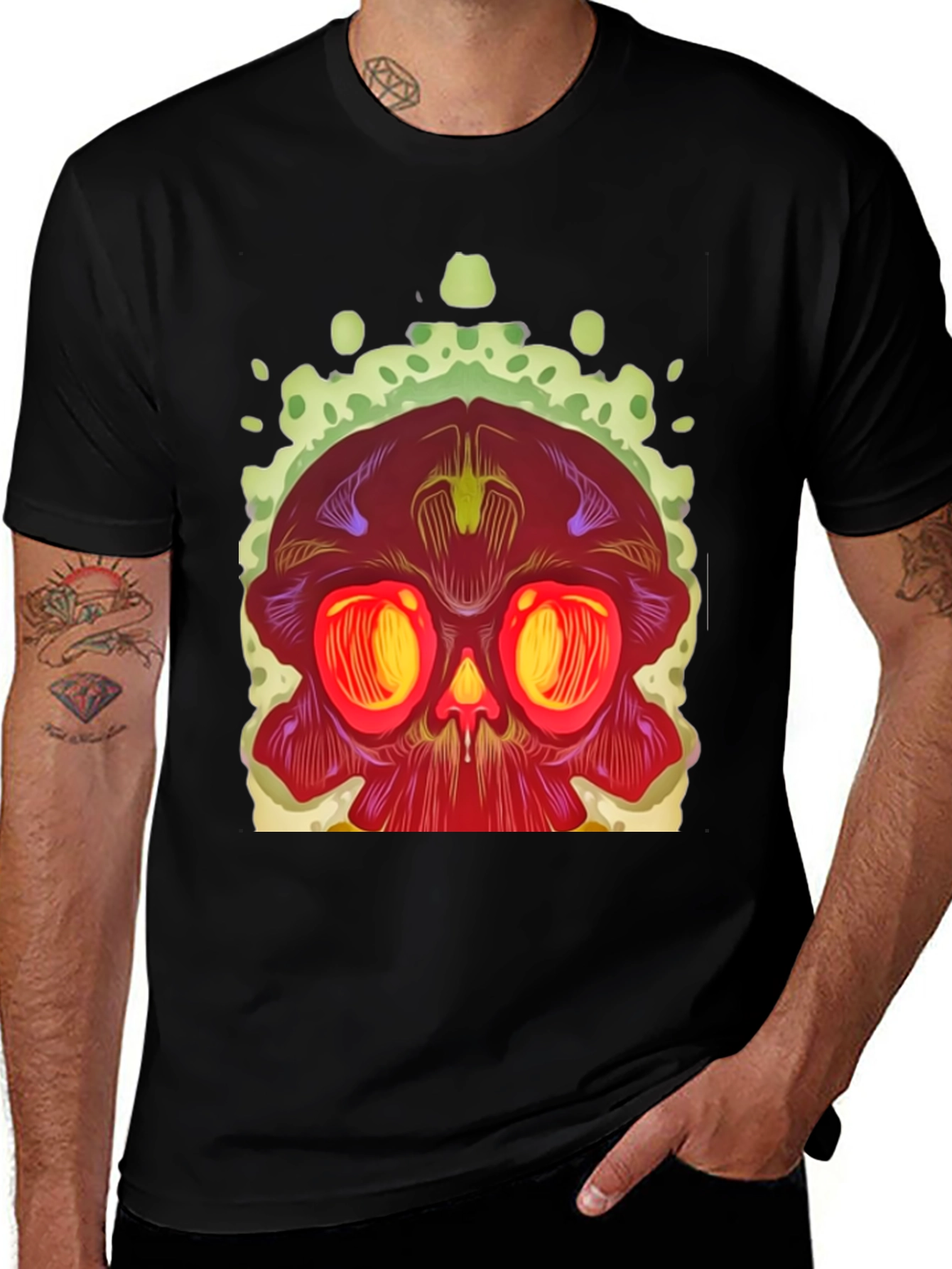 Skull Graphic Print Black T-Shirt