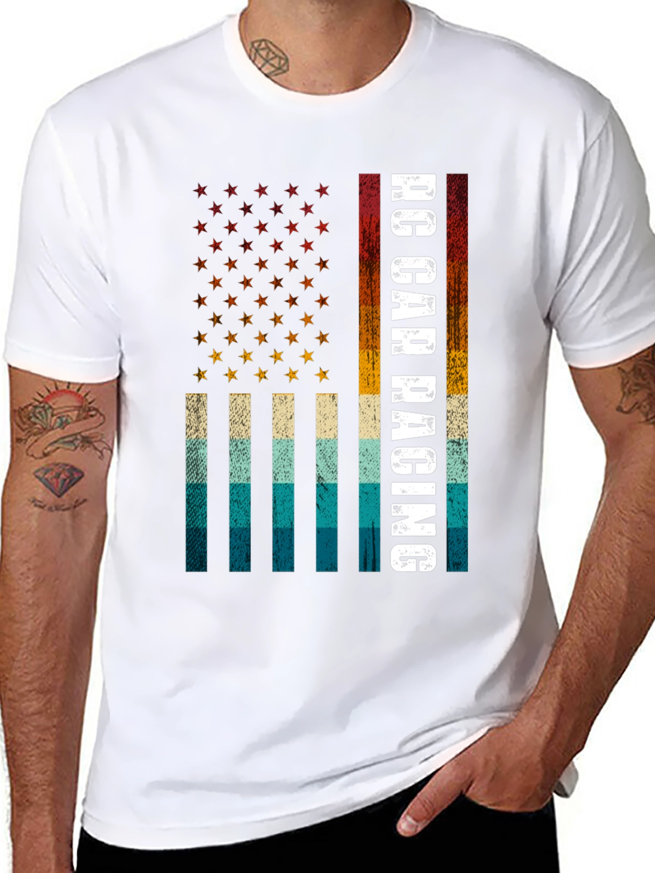 RC Car Racing American Flag T-Shirt