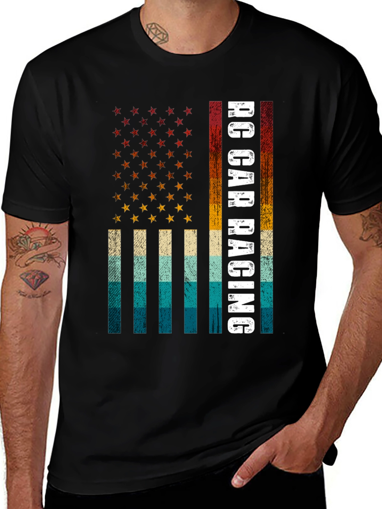 RC Car Racing American Flag T-Shirt