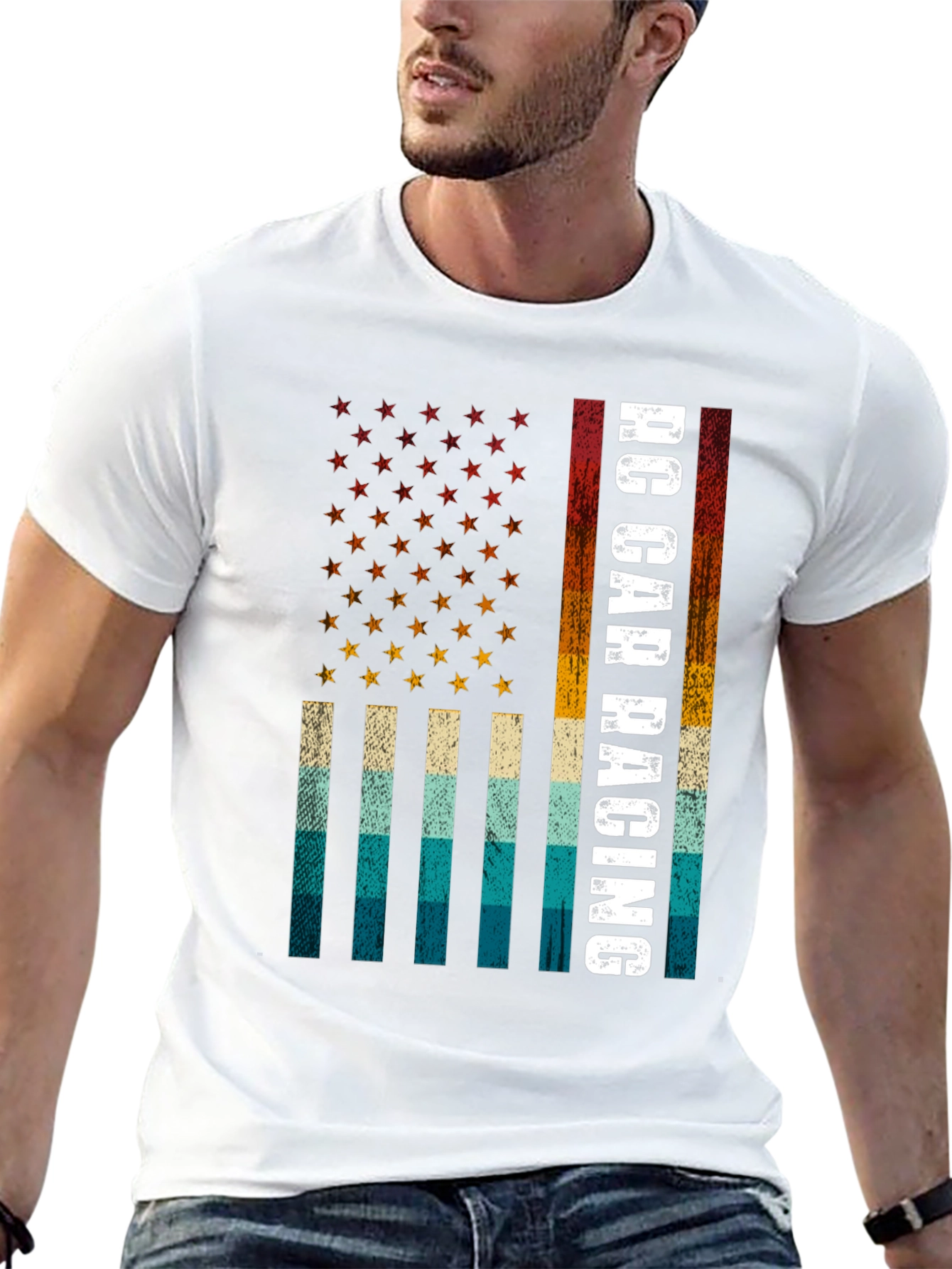 RC Car Racing American Flag T-Shirt