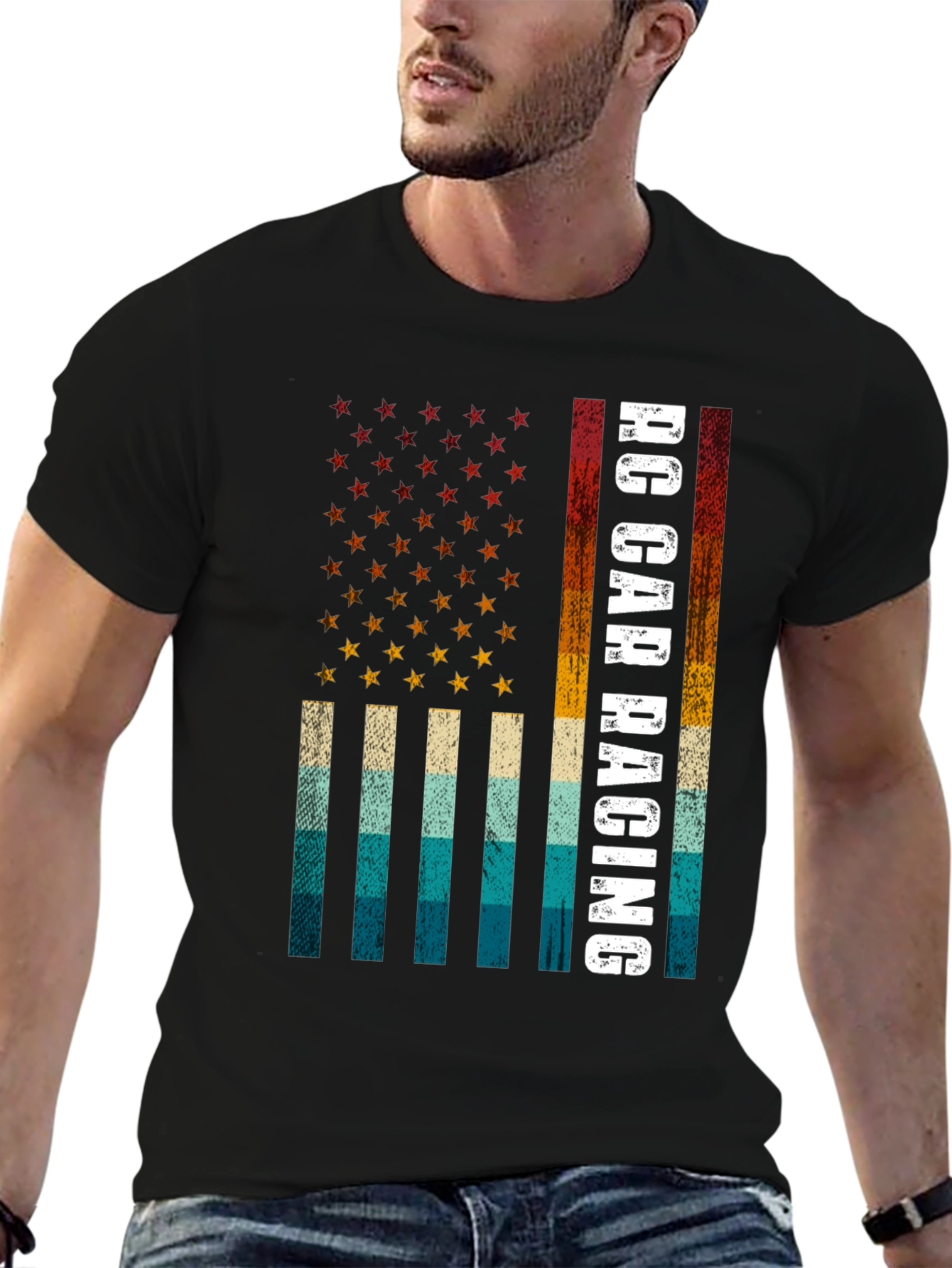RC Car Racing American Flag T-Shirt