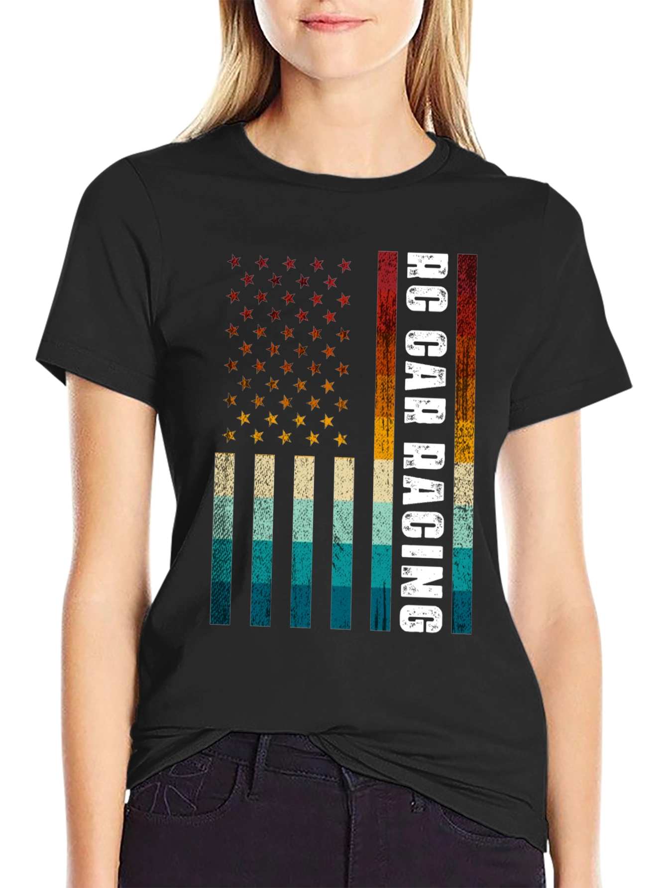 RC Car Racing American Flag T-Shirt