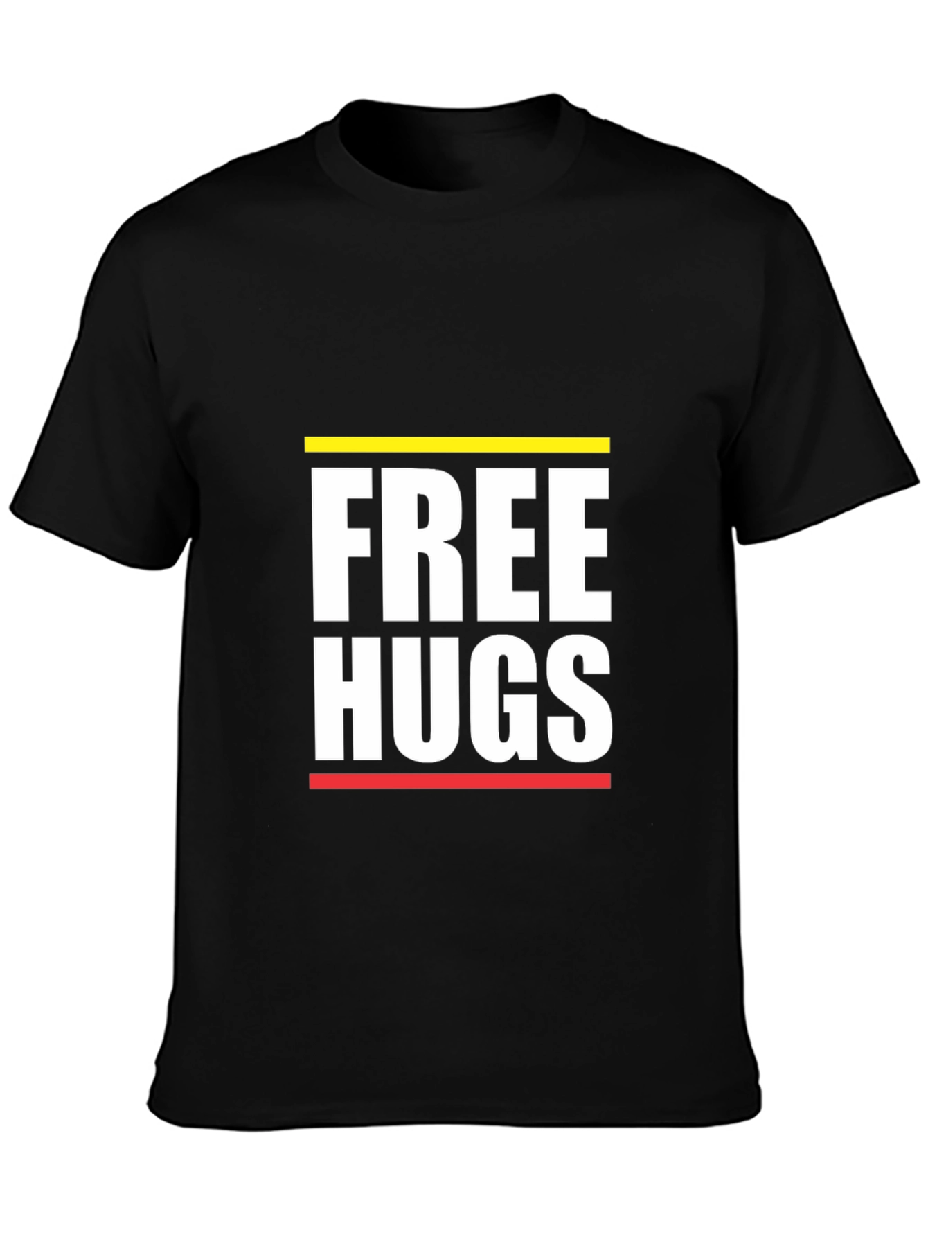 Free Hugs Graphic Tee - Black Cotton Comfort
