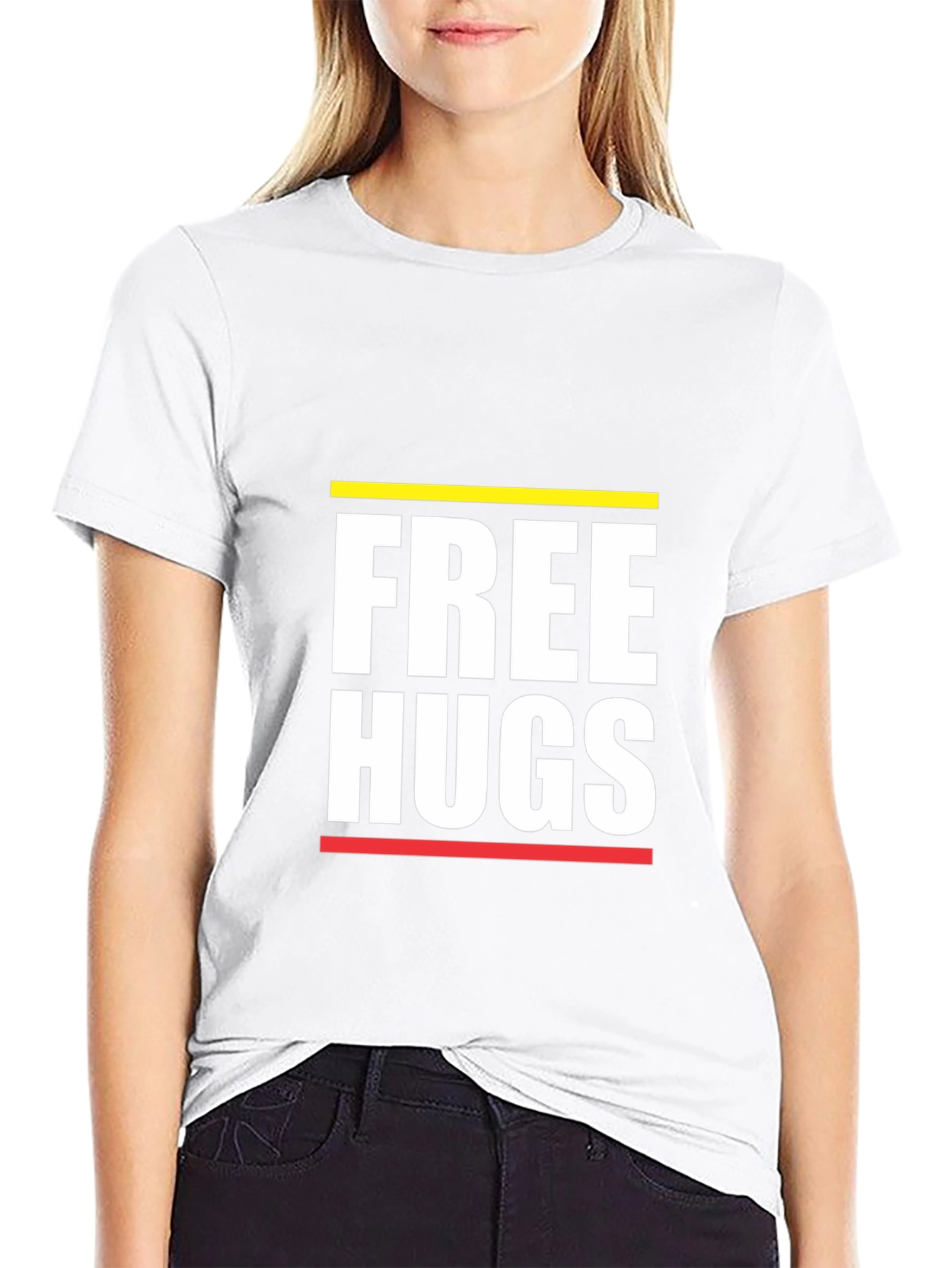 Free Hugs Graphic Tee - Black Cotton Comfort