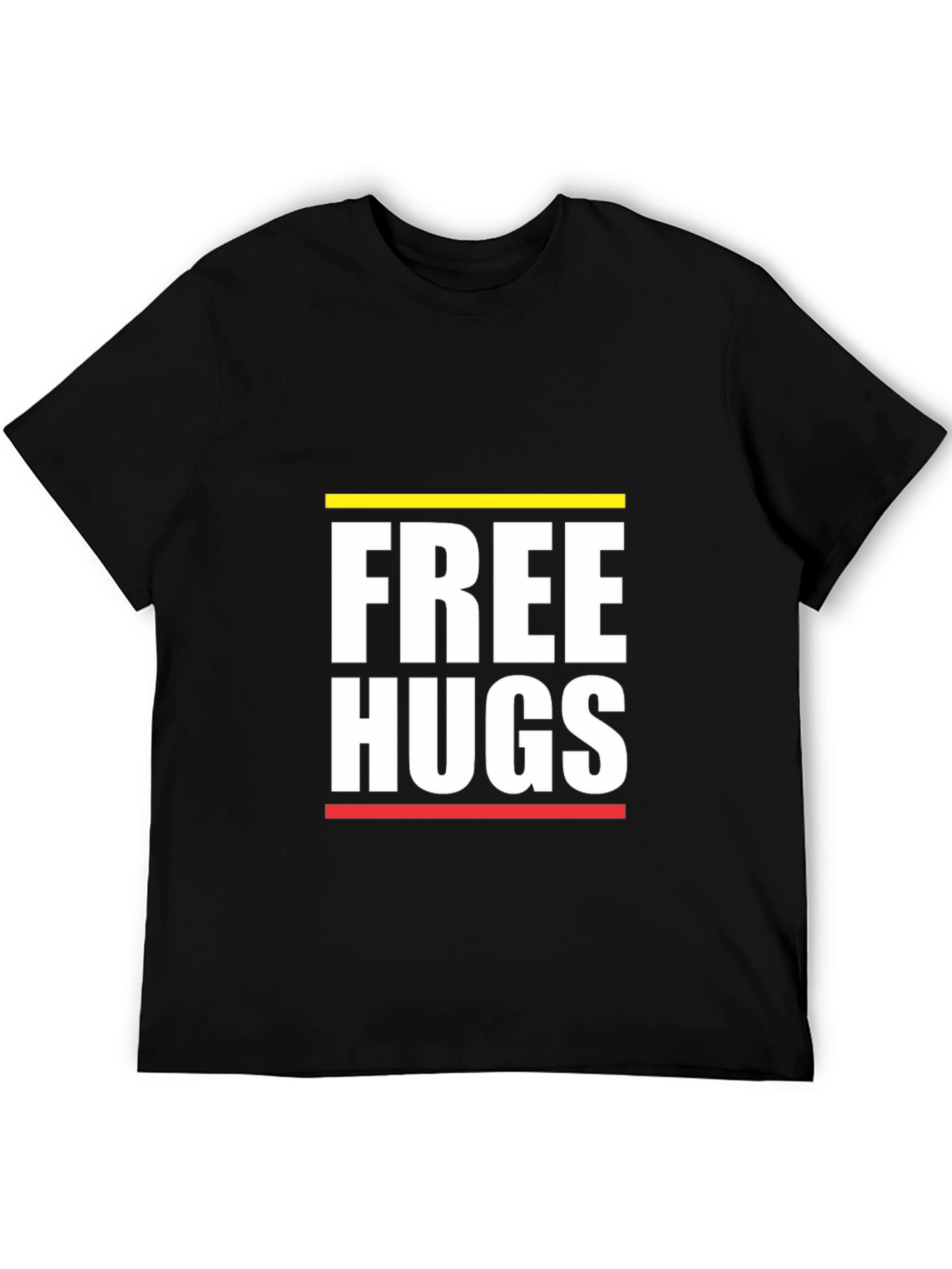 Free Hugs Graphic Tee - Black Cotton Comfort
