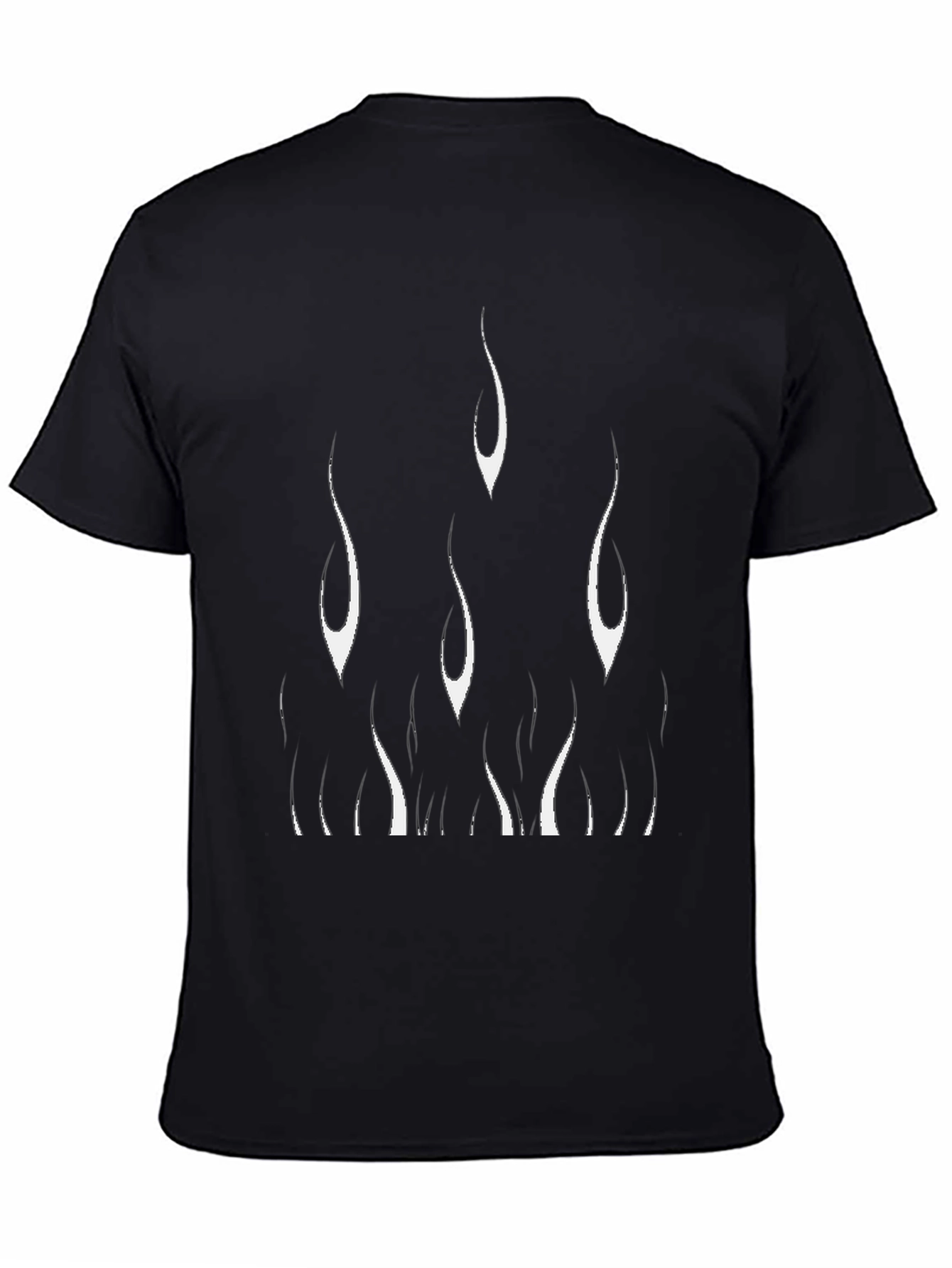 Mens Black T-Shirt with Flame Design