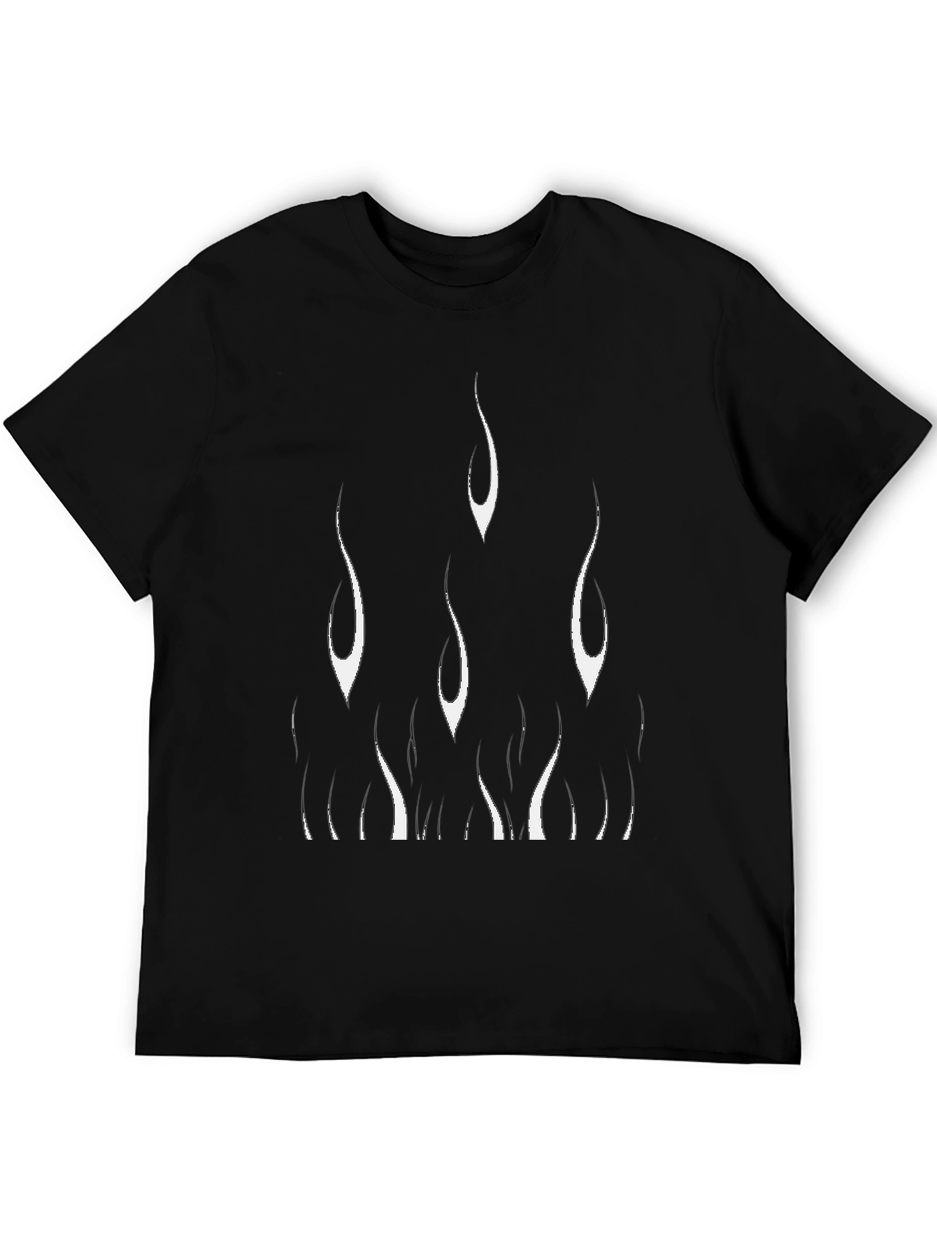 Mens Black T-Shirt with Flame Design