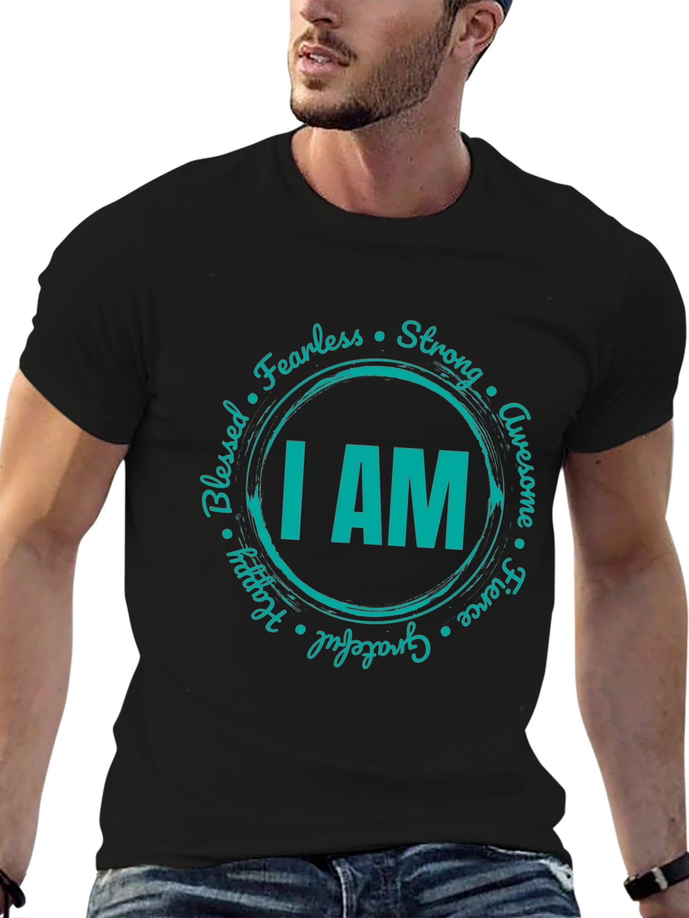 I AM Graphic Print Crew Neck T-Shirt