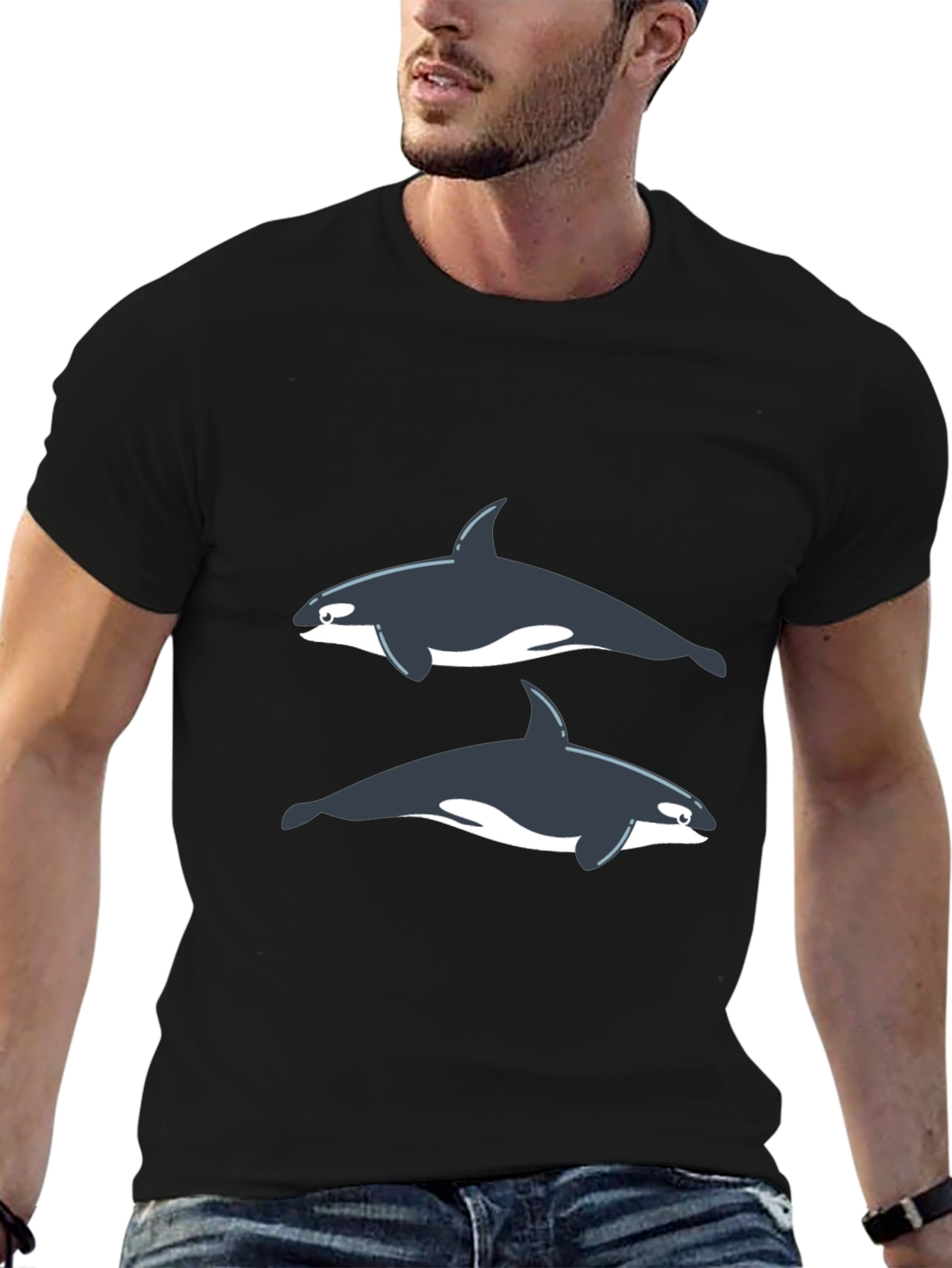 Orca Graphic Tee - Black Cotton T-Shirt