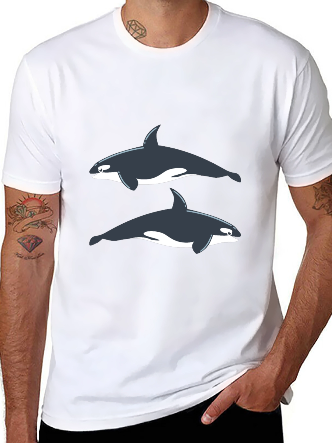 Orca Graphic Tee - Black Cotton T-Shirt