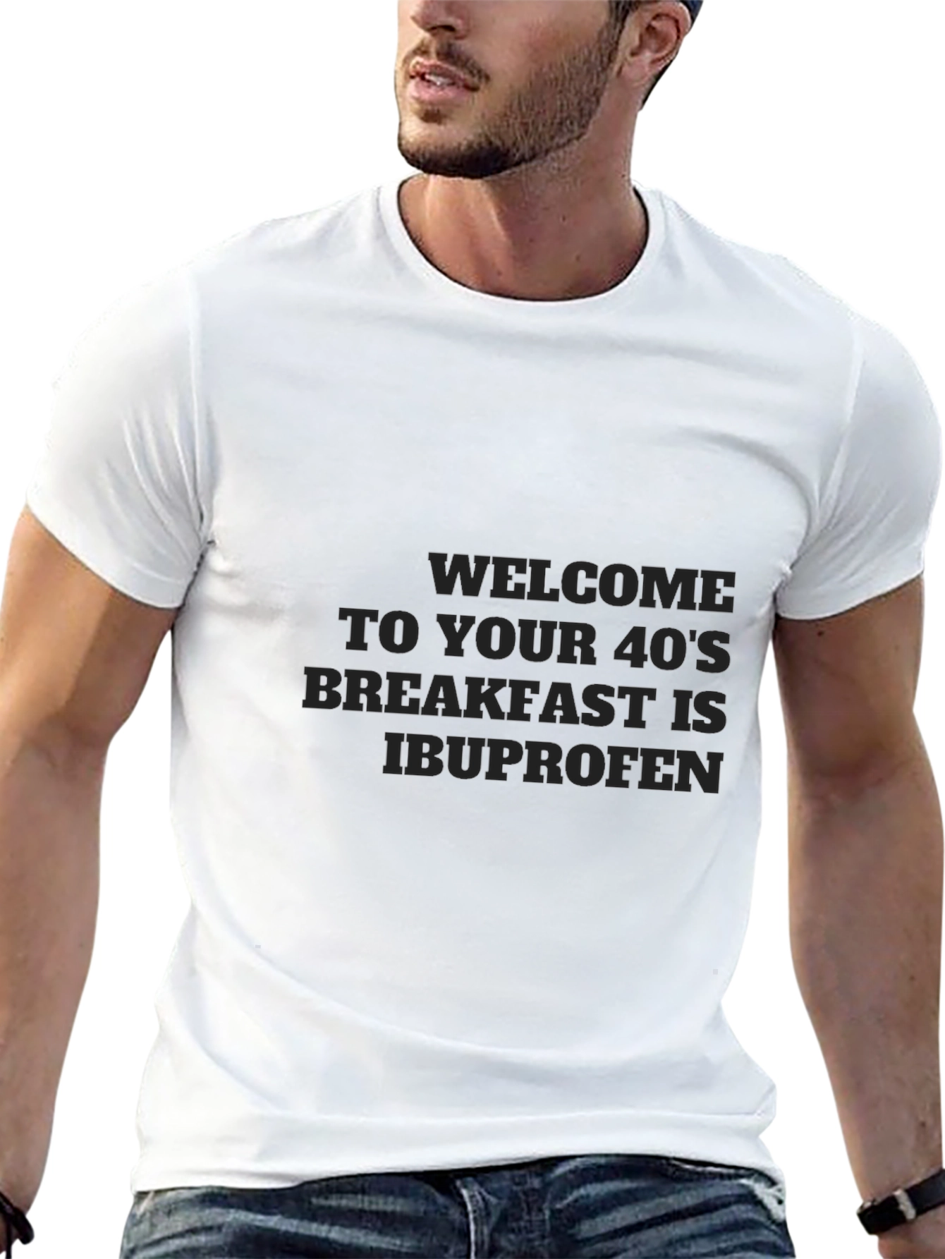 Funny 40s Breakfast Ibuprofen Black T-Shirt