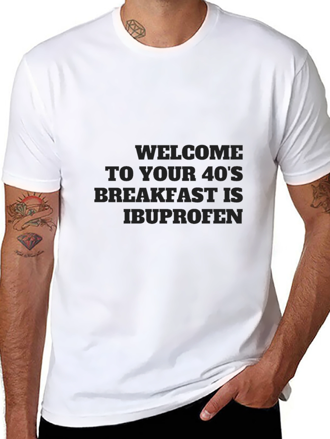 Funny 40s Breakfast Ibuprofen Black T-Shirt