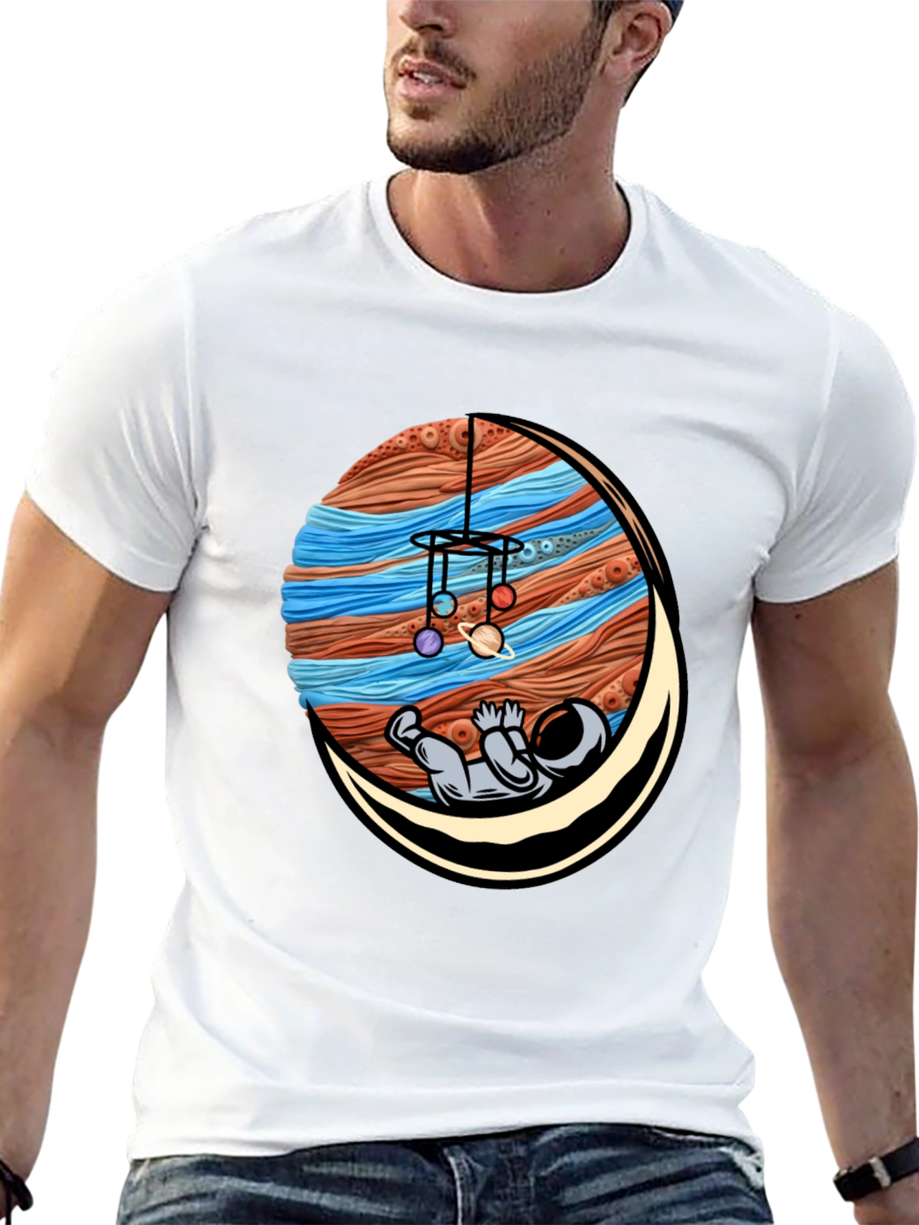 Astronaut Mobile Graphic Tee - Relaxed Space Vibes