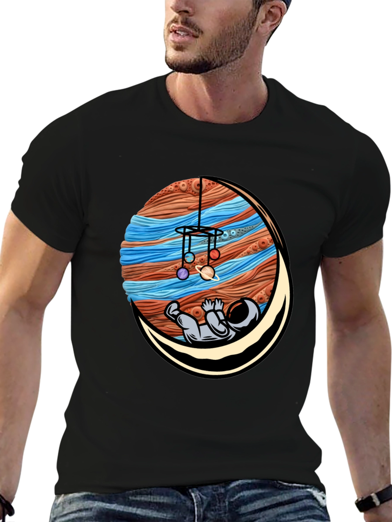 Astronaut Mobile Graphic Tee - Relaxed Space Vibes